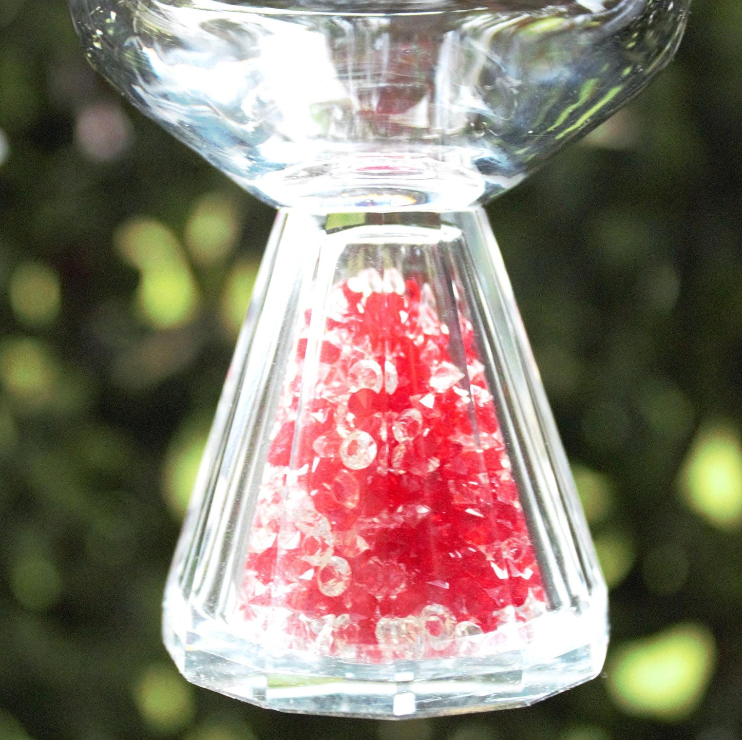 Vintage Oleg Cassini Cocktail Glasses - Crystal Stem with Red Crystals, Signed Set of 2