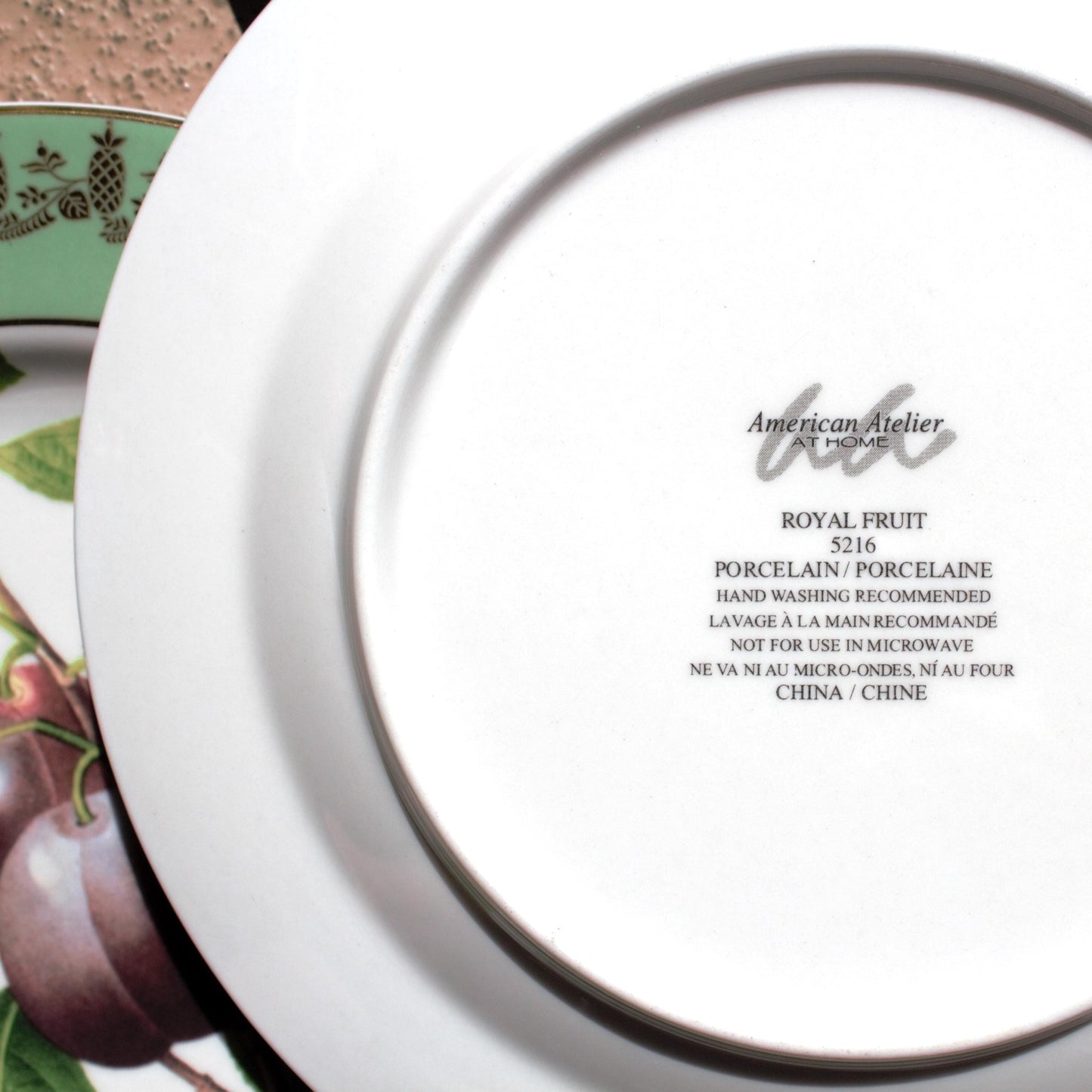 American Atelier Porcelain Dessert Plates (Set of 4) - Gold Fruit Pattern