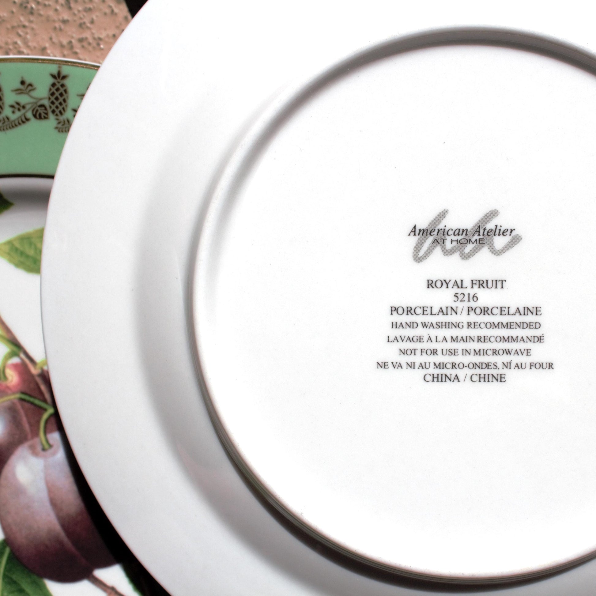 American Atelier Porcelain Dessert Plates (Set of 4) - Gold Fruit Pattern