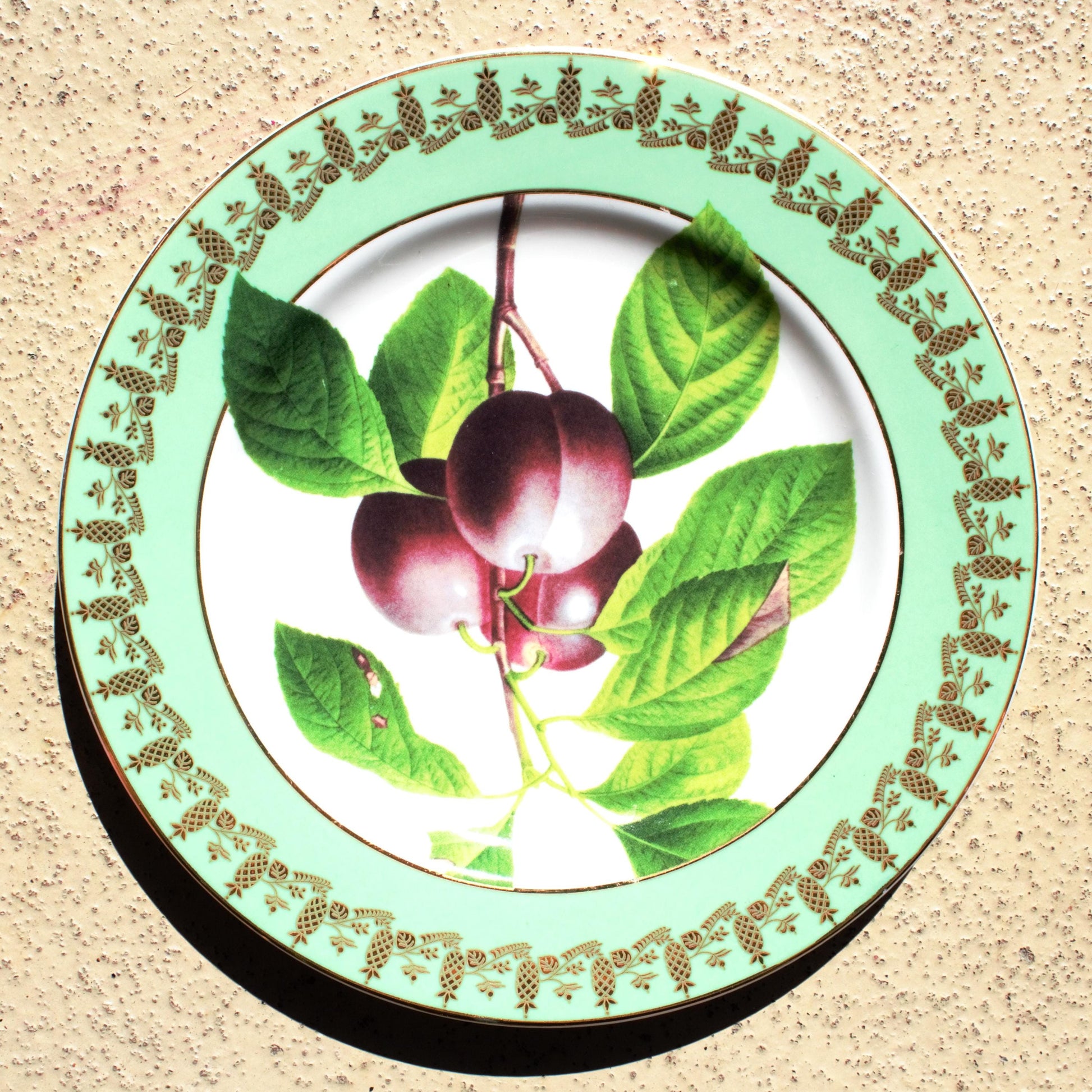 American Atelier Porcelain Dessert Plates (Set of 4) - Gold Fruit Pattern