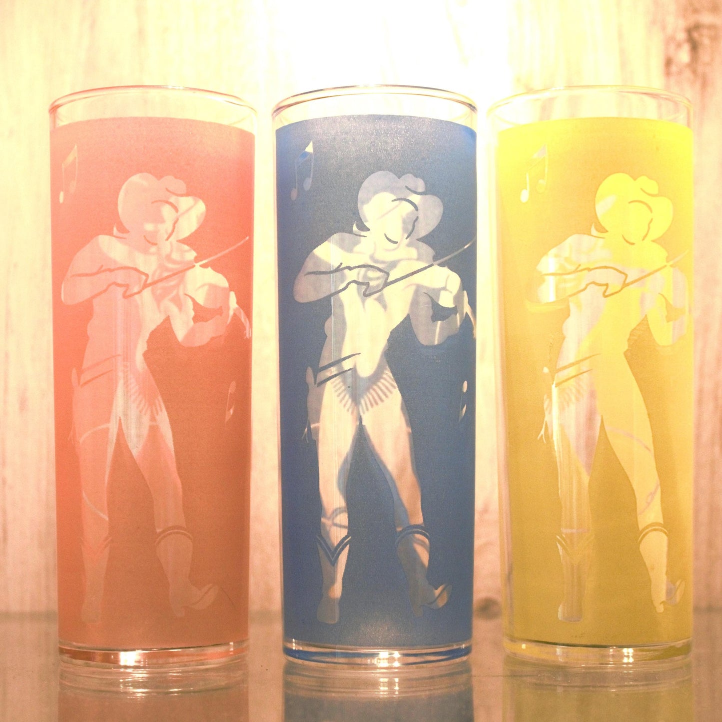 Vintage Frosted Cowgirl Glasses: Rodeo Western Tumblers, Set of 3