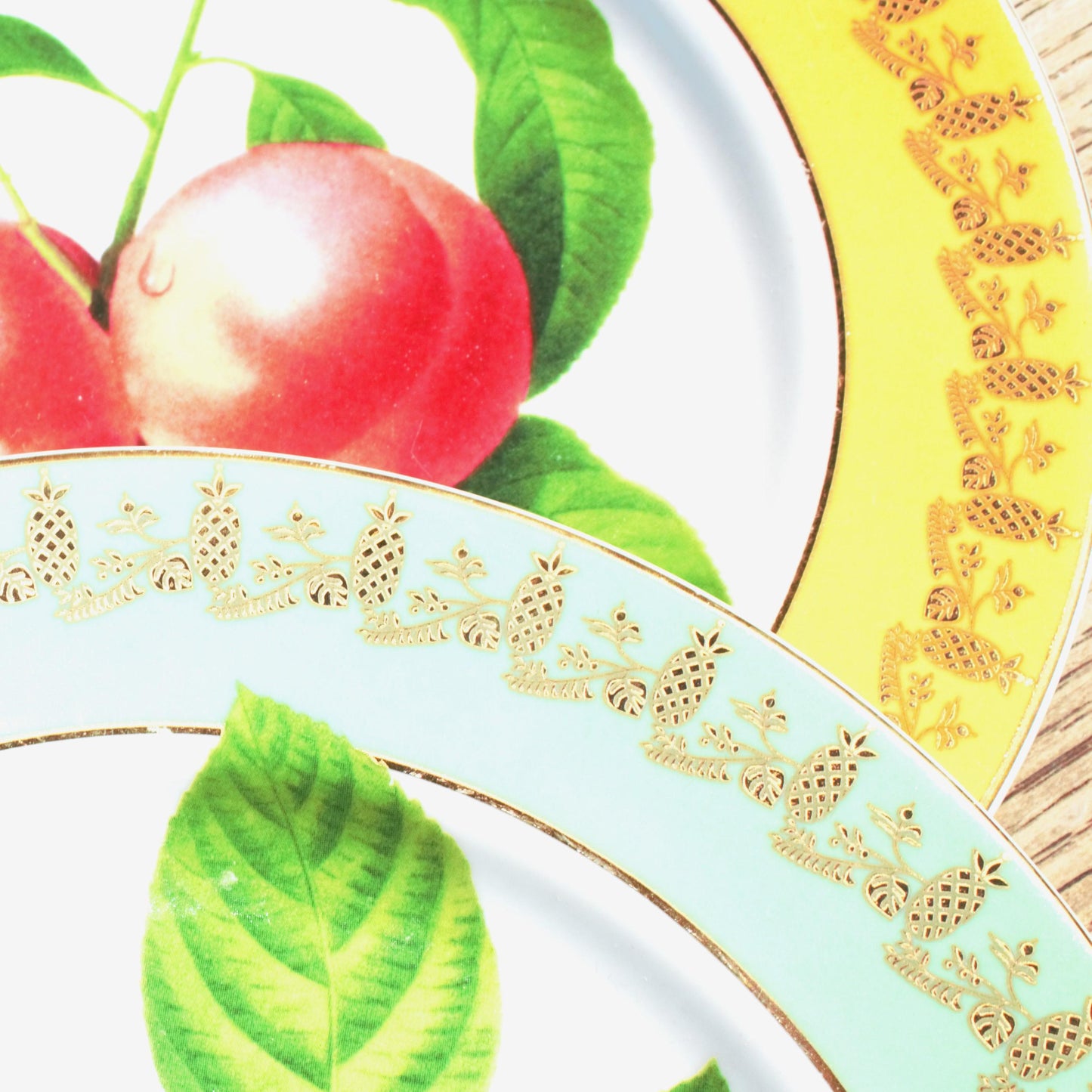 American Atelier Porcelain Dessert Plates (Set of 4) - Gold Fruit Pattern