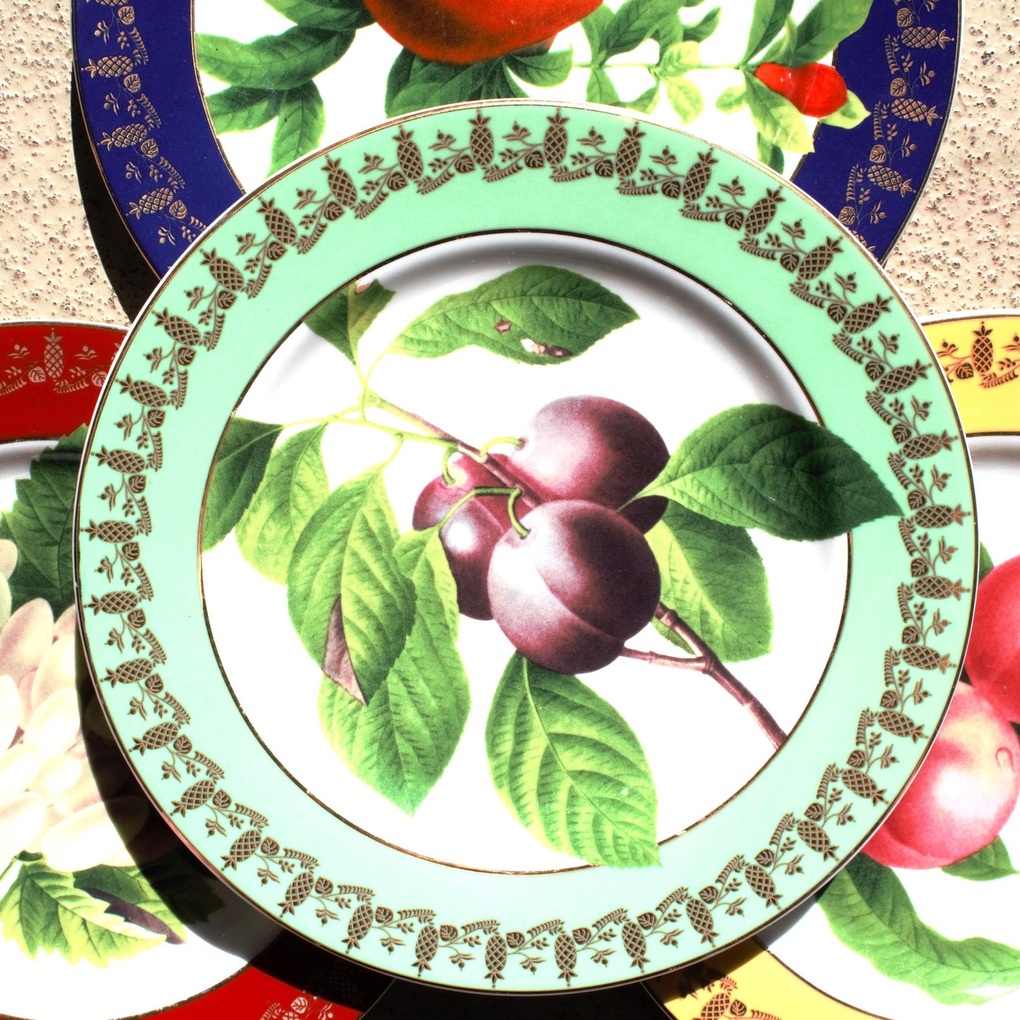 American Atelier Porcelain Dessert Plates (Set of 4) - Gold Fruit Pattern