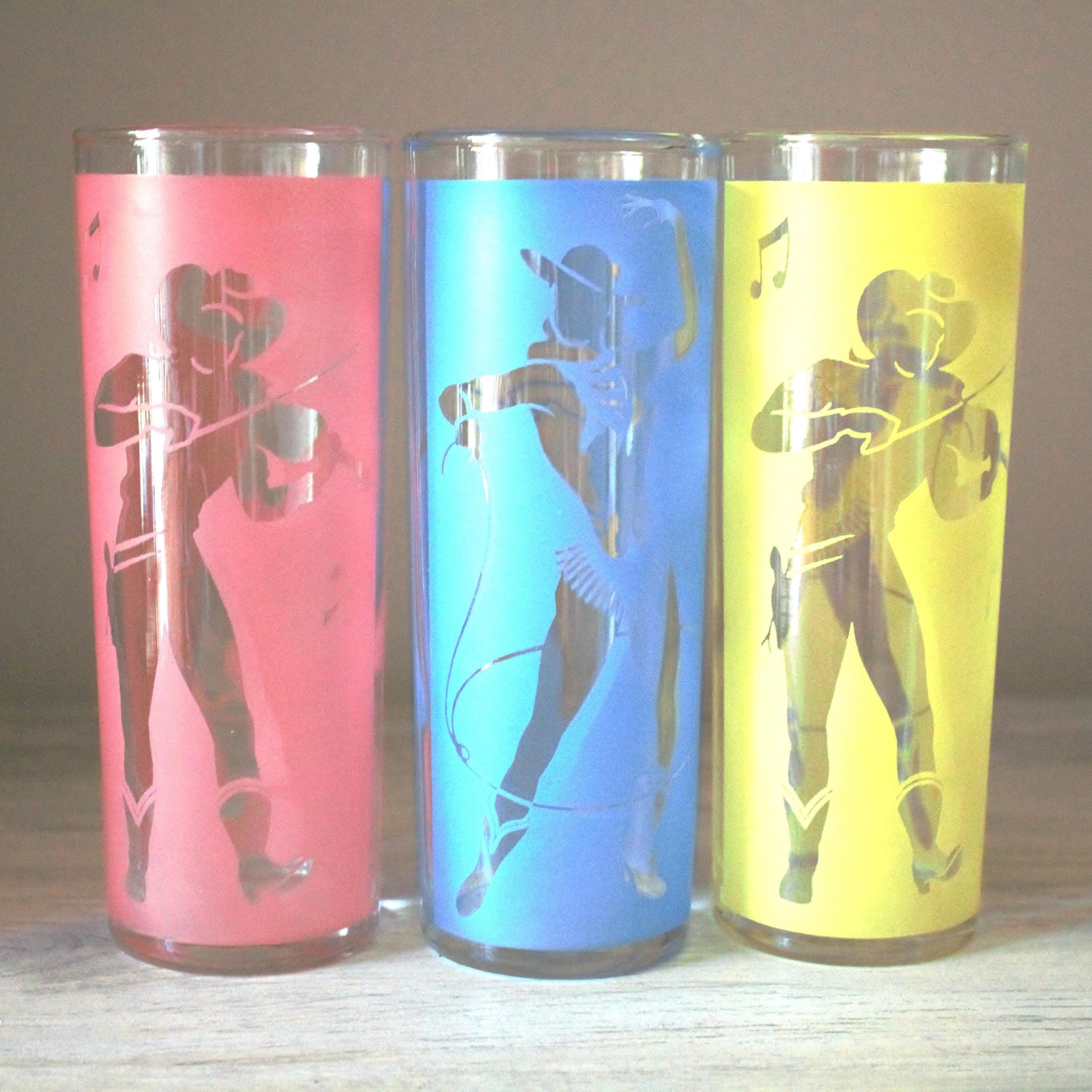 Vintage Frosted Cowgirl Glasses: Rodeo Western Tumblers, Set of 3