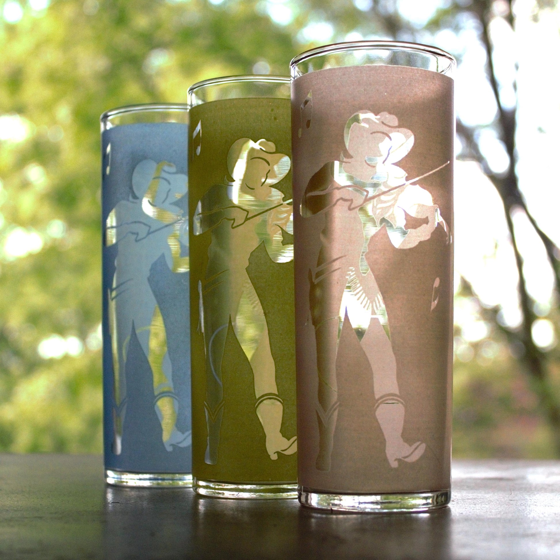 Vintage Frosted Cowgirl Glasses: Rodeo Western Tumblers, Set of 3
