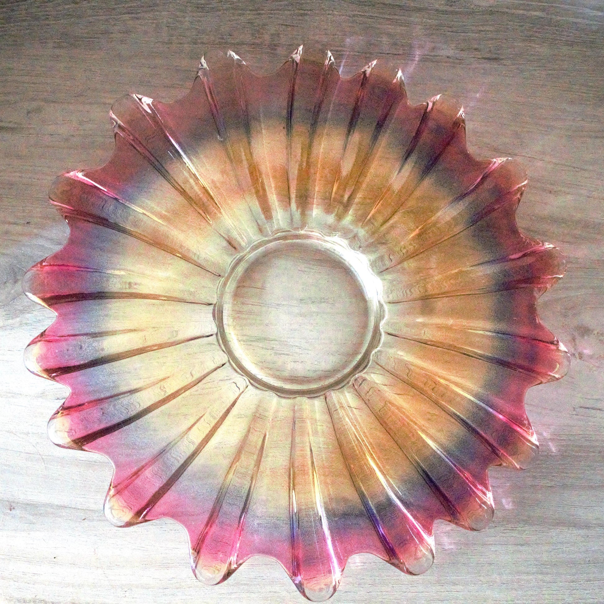 Vintage Federal Glass Bowl Set of 4: Iridescent Celestial Marigold Pattern, Marigold plate