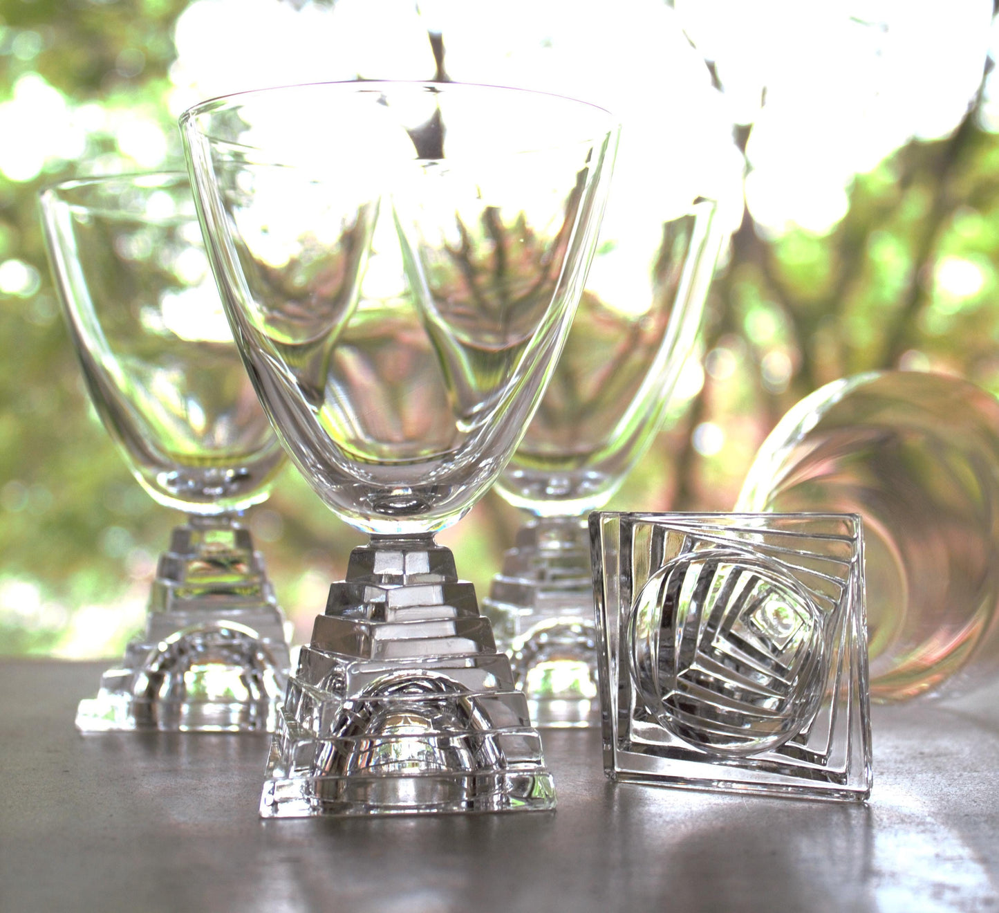 JG Durand Crystal Cocktail Glasses: Stacked Stem Tumblers, Set of 4
