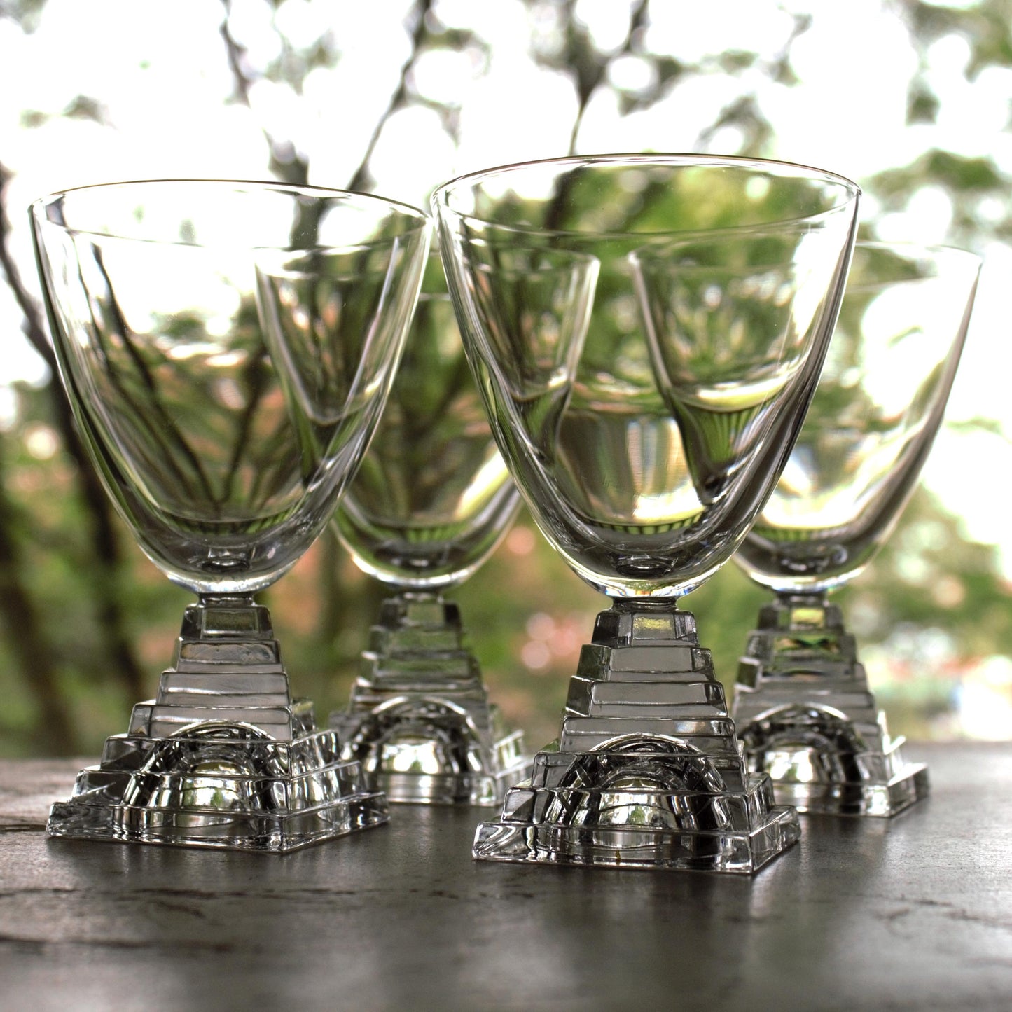 JG Durand Crystal Cocktail Glasses: Stacked Stem Tumblers, Set of 4