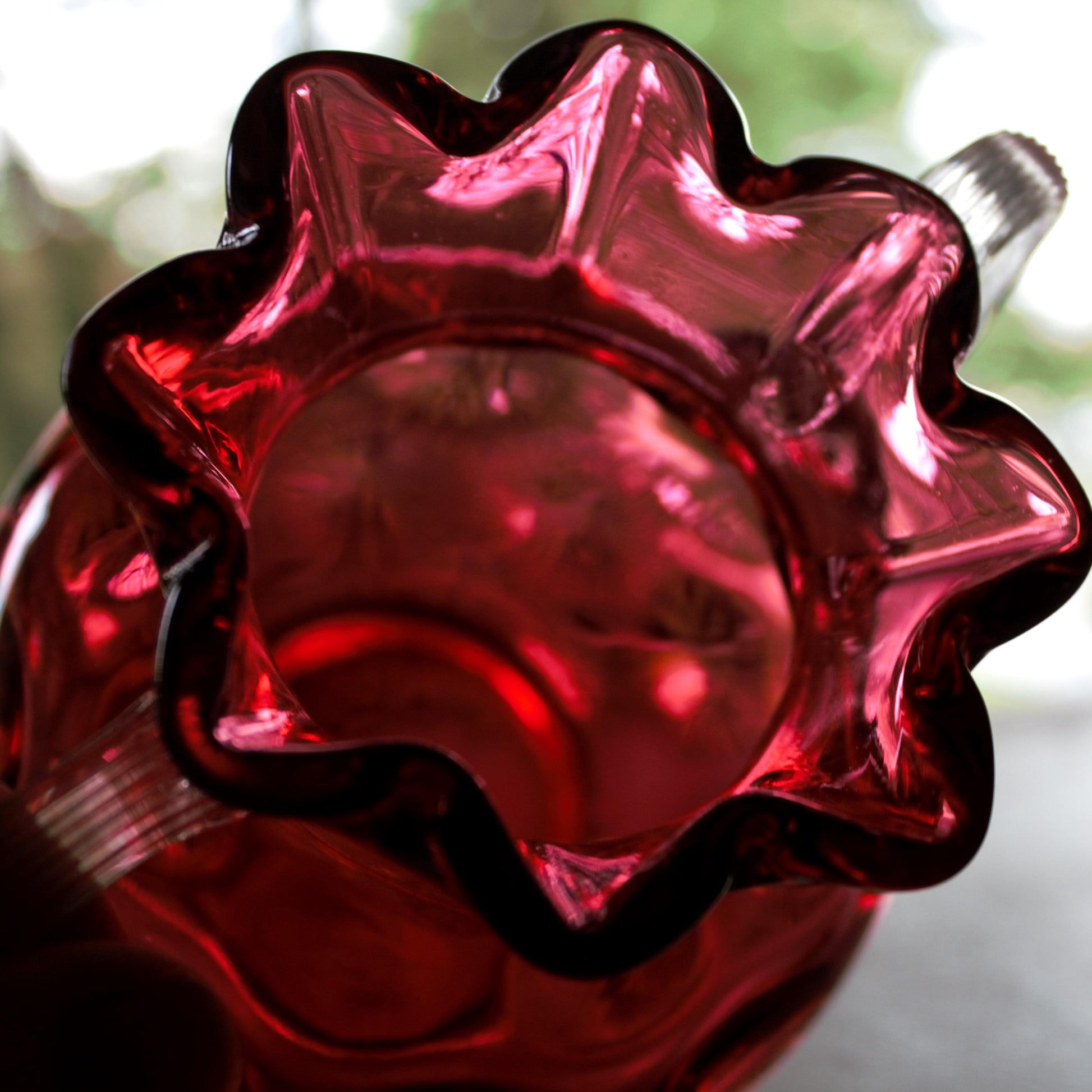 Antique Cranberry Glass Vase: Hobbs Brockunier Inverted Dot, 1880s Victorian