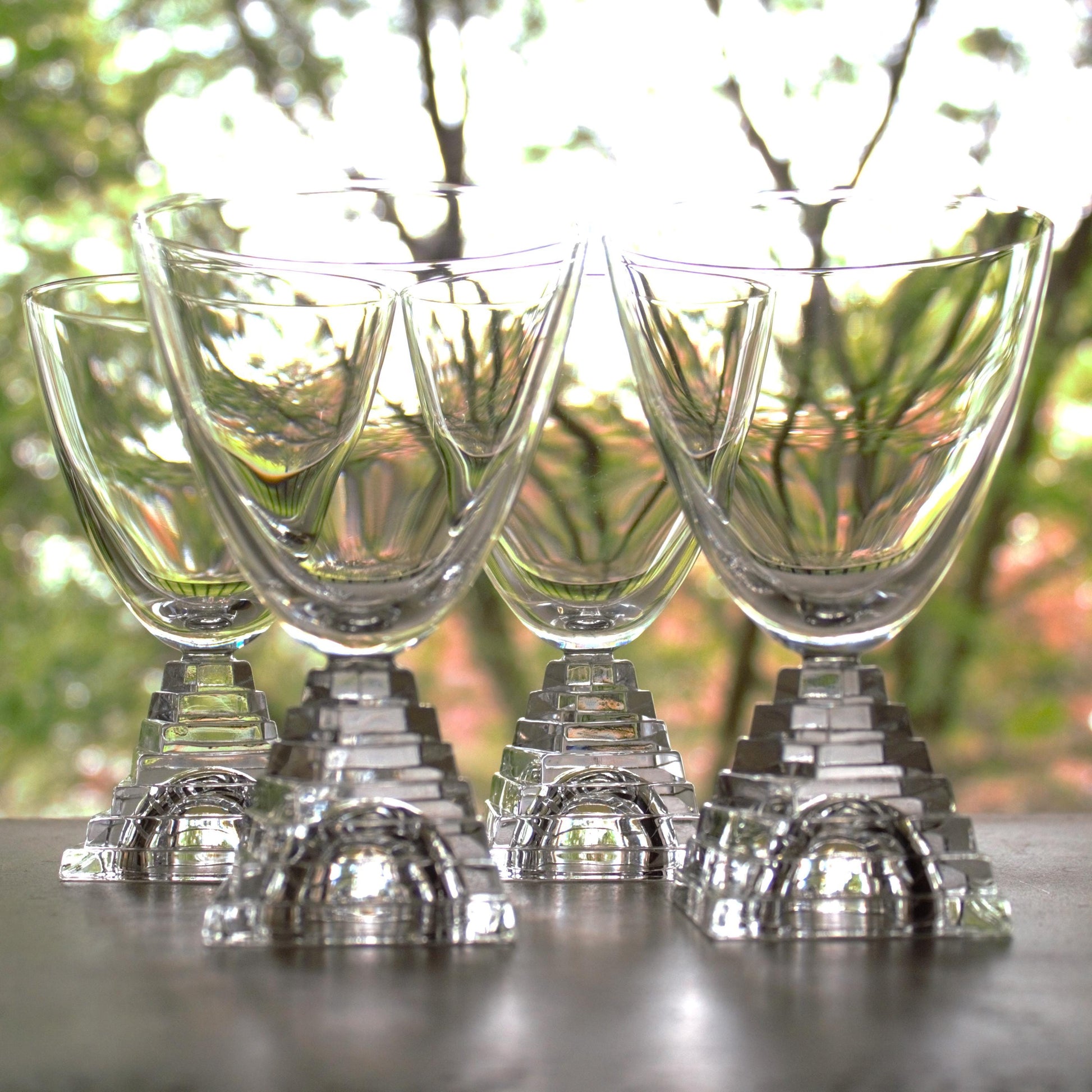 JG Durand Crystal Cocktail Glasses: Stacked Stem Tumblers, Set of 4