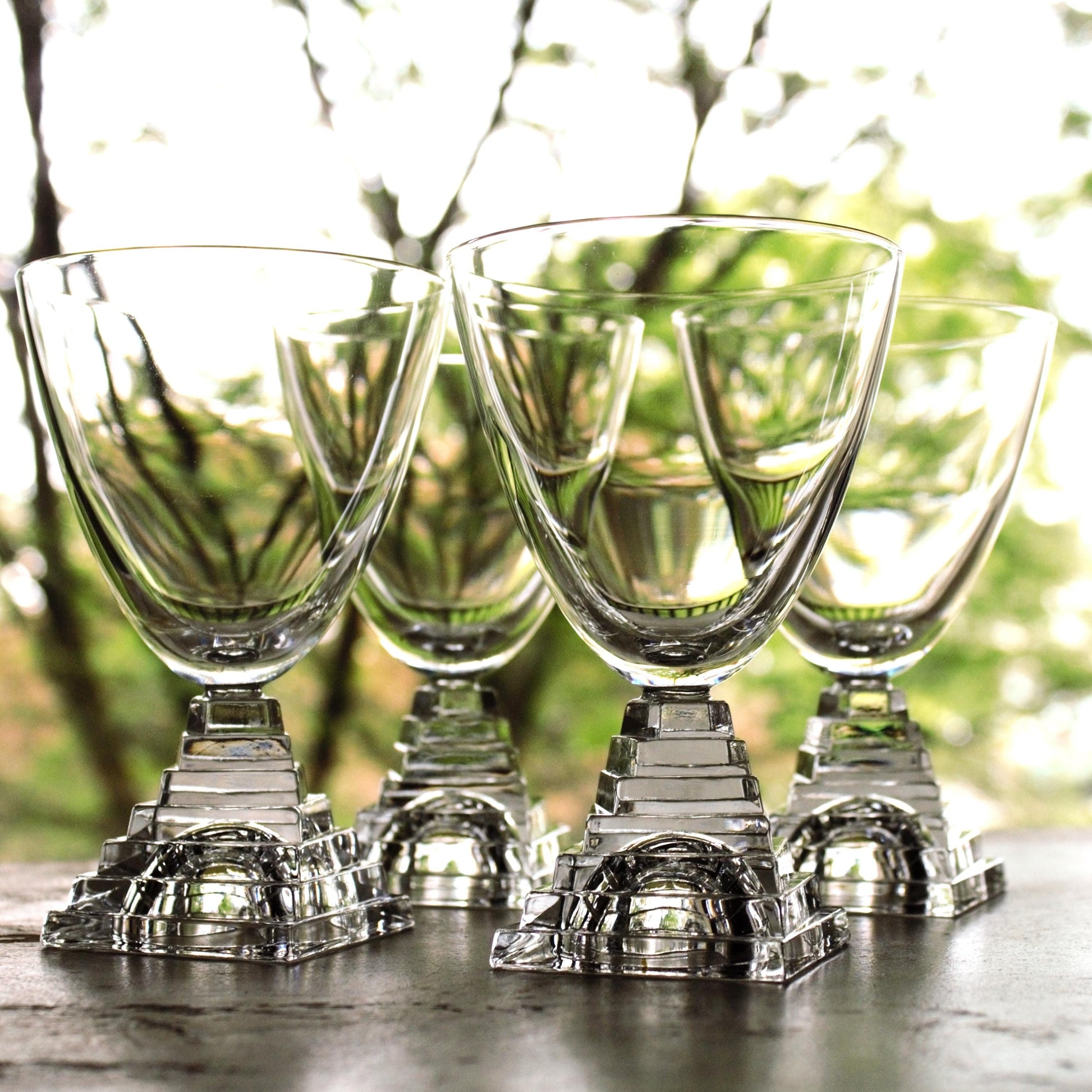 JG Durand Crystal Cocktail Glasses: Stacked Stem Tumblers, Set of 4