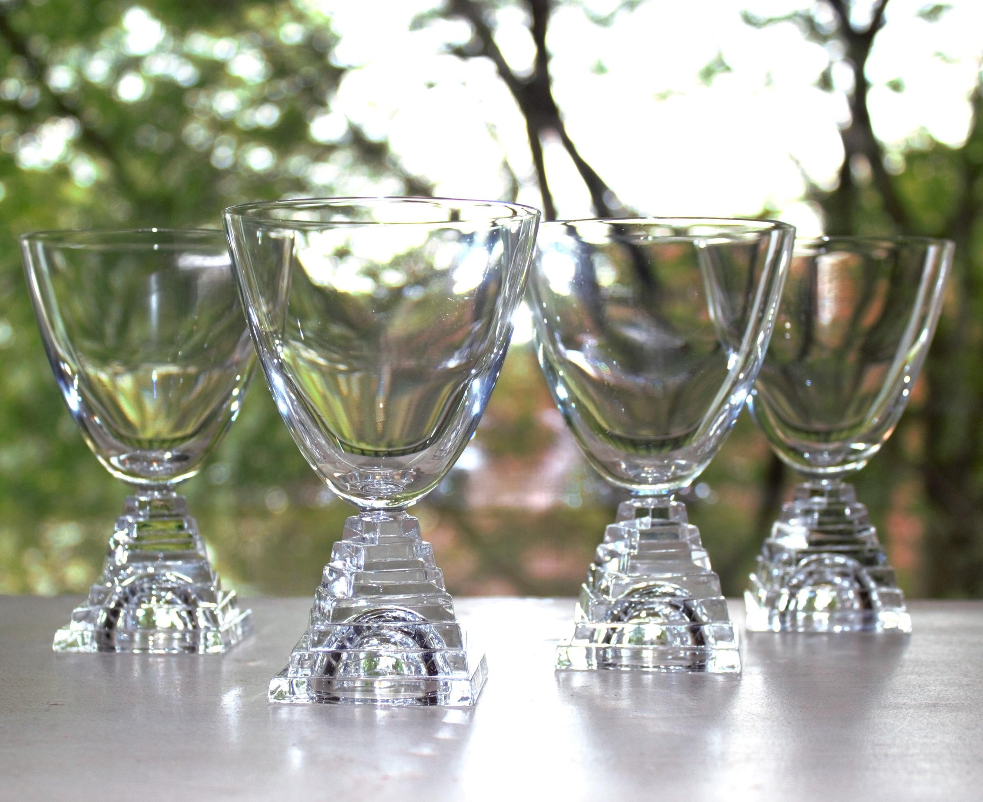 JG Durand Crystal Cocktail Glasses: Stacked Stem Tumblers, Set of 4