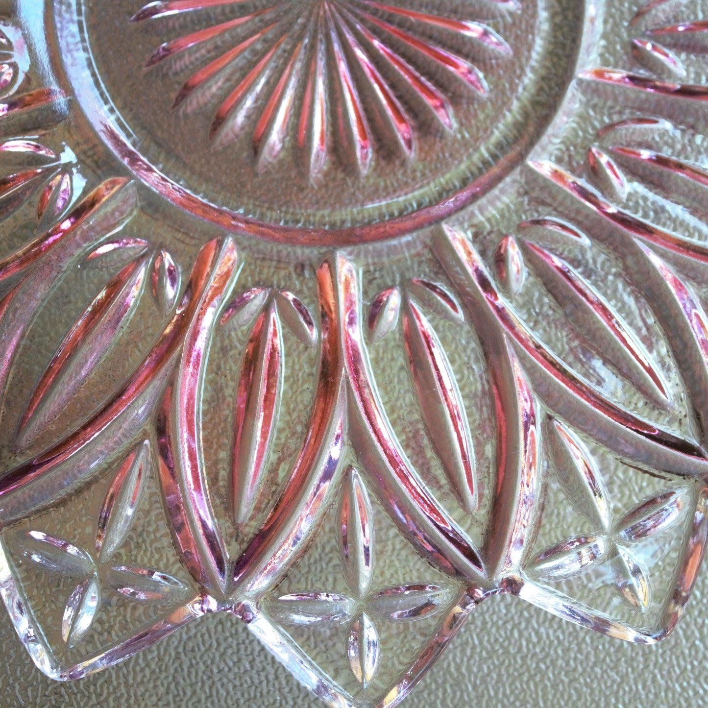 Vintage Federal Glass Plate: Iridescent Purple Dinnerware, 9.5" Display Plate