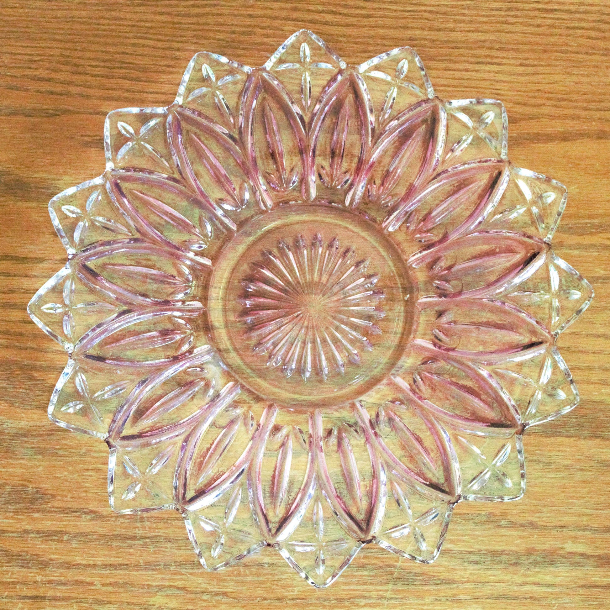 Vintage Federal Glass Plate: Iridescent Purple Dinnerware, 9.5" Display Plate