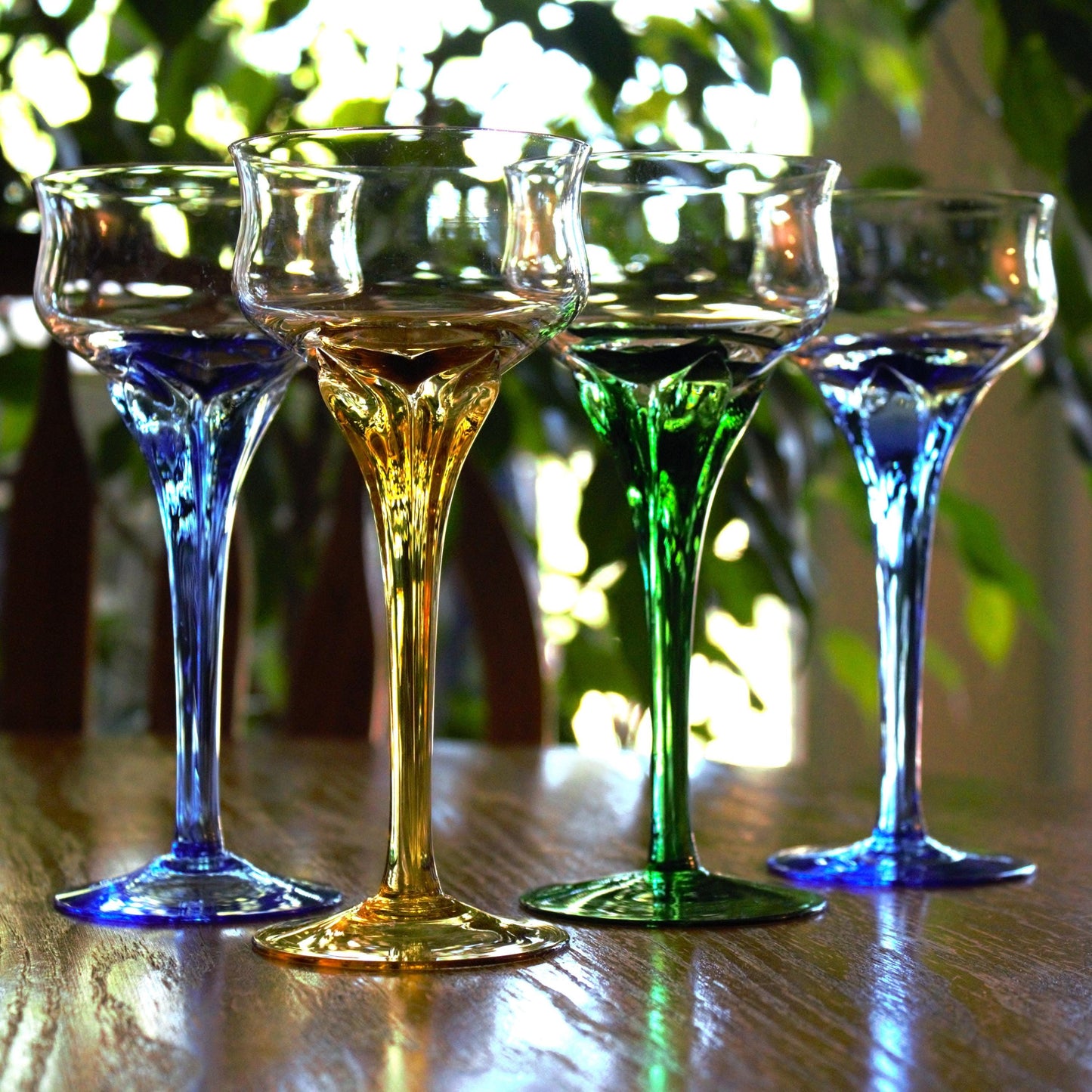 Vintage Italian Coupe Glasses - Jewel Tone Stemware, Set of 4