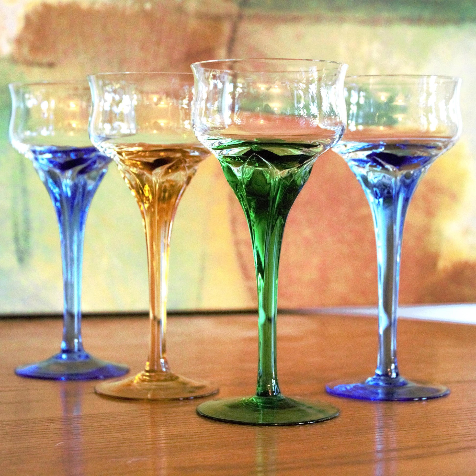 Vintage Italian Coupe Glasses - Jewel Tone Stemware, Set of 4