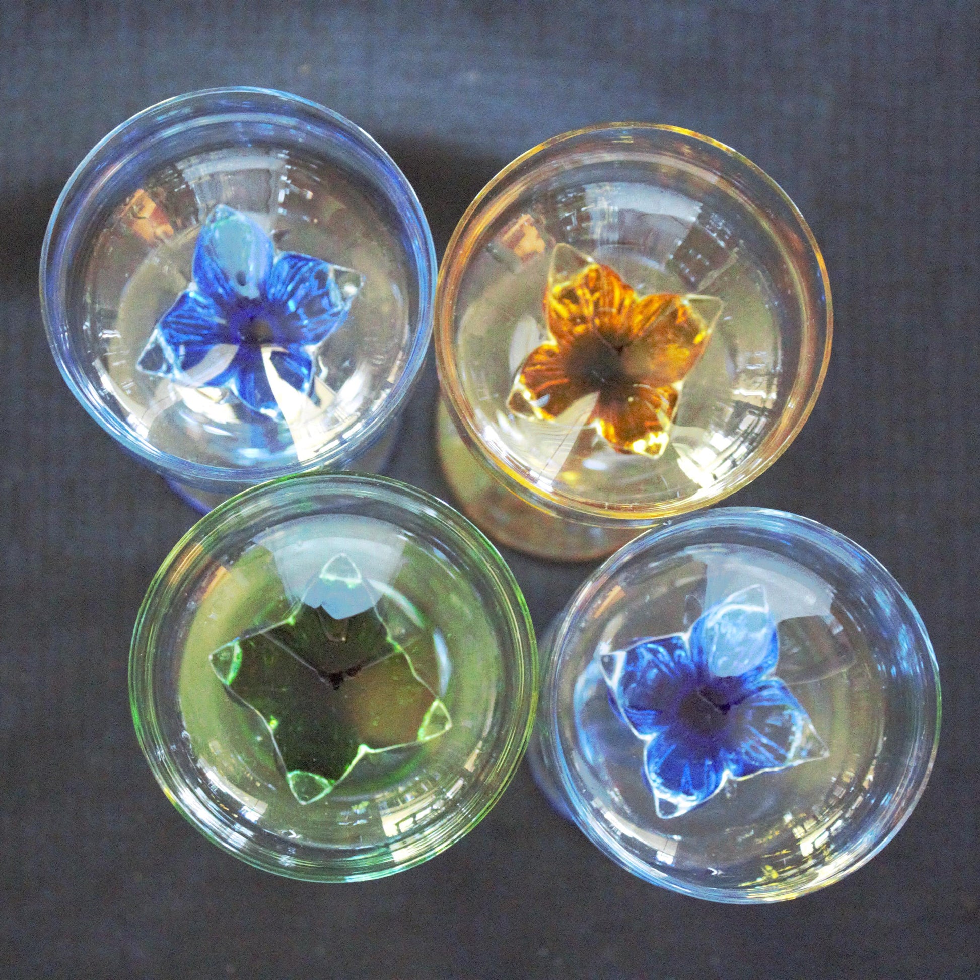 Vintage Italian Coupe Glasses - Jewel Tone Stemware, Set of 4