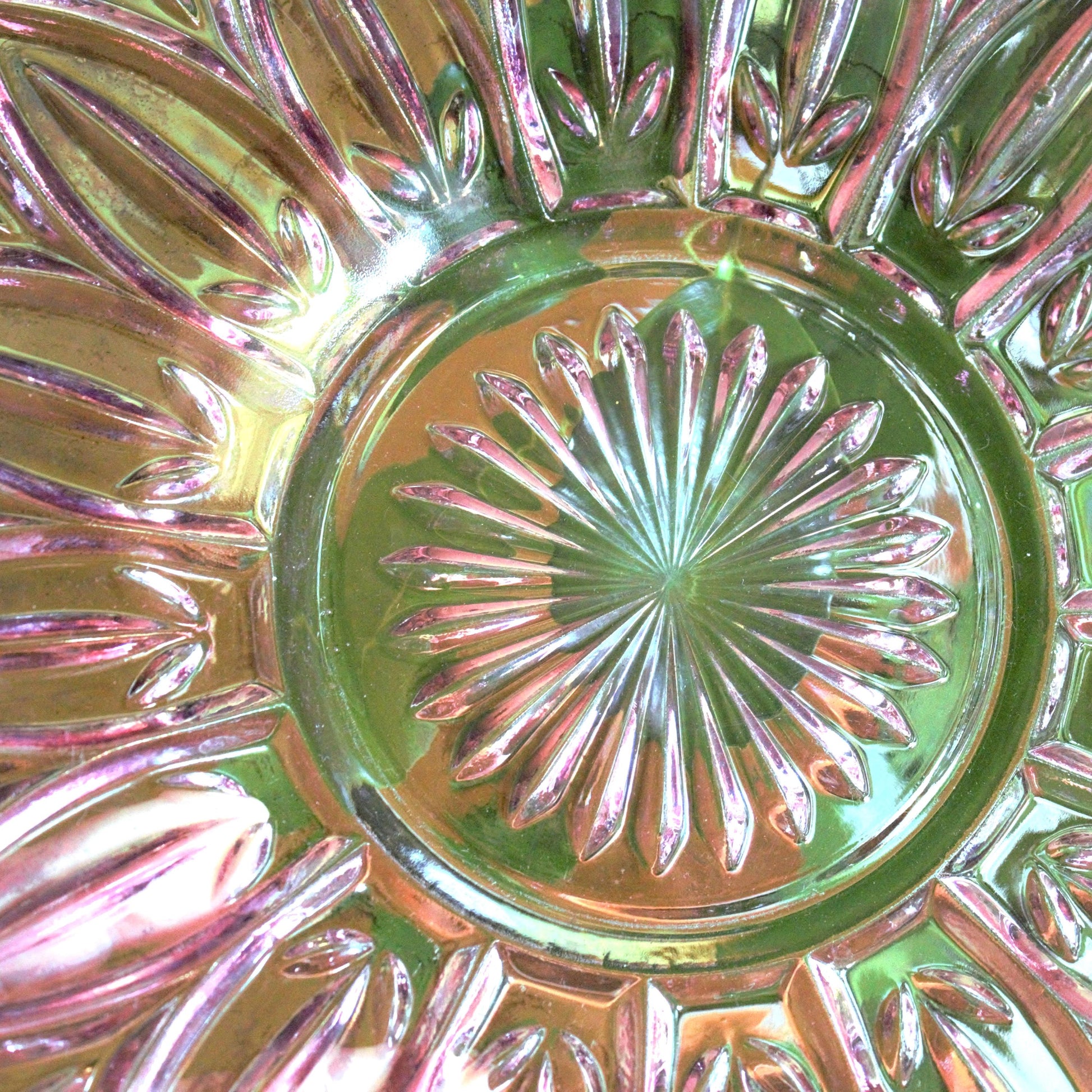 Vintage Federal Glass Plate: Iridescent Purple Dinnerware, 9.5" Display Plate