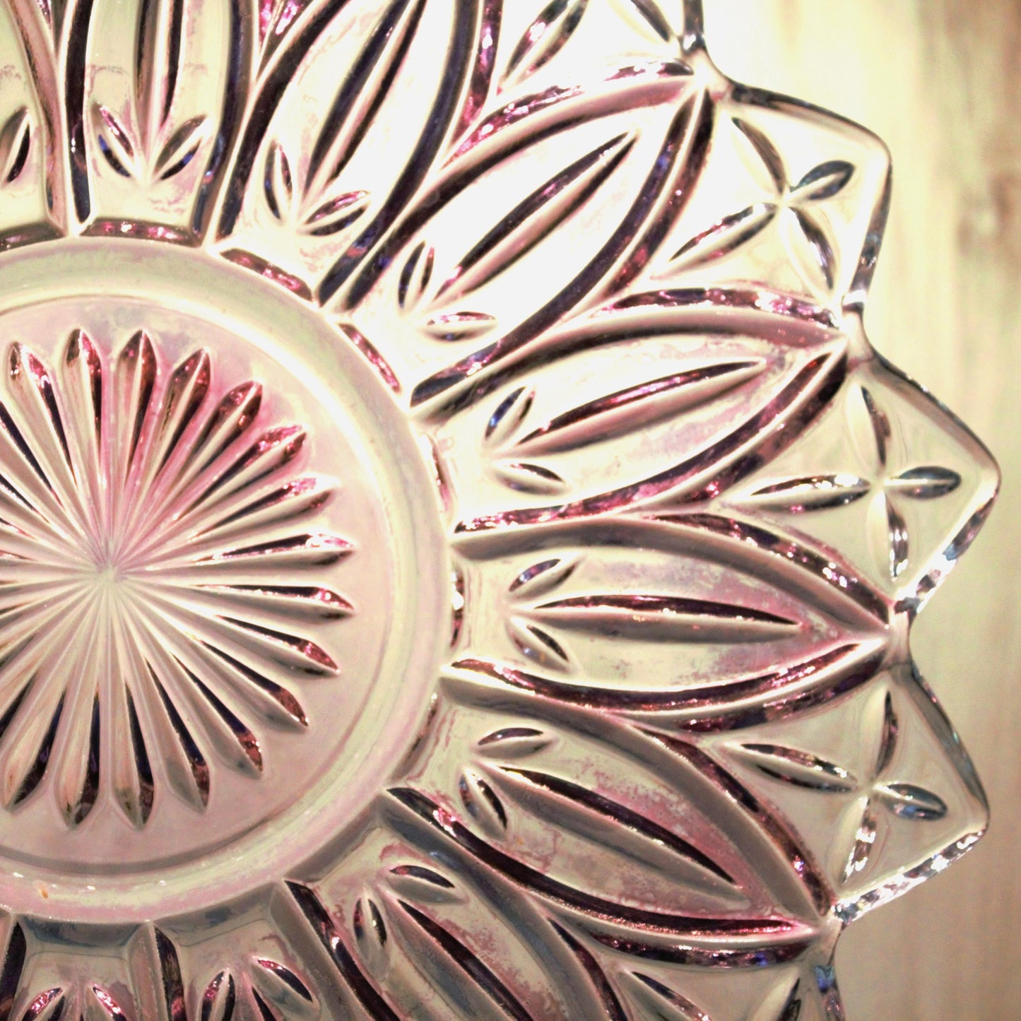 Vintage Federal Glass Plate: Iridescent Purple Dinnerware, 9.5" Display Plate