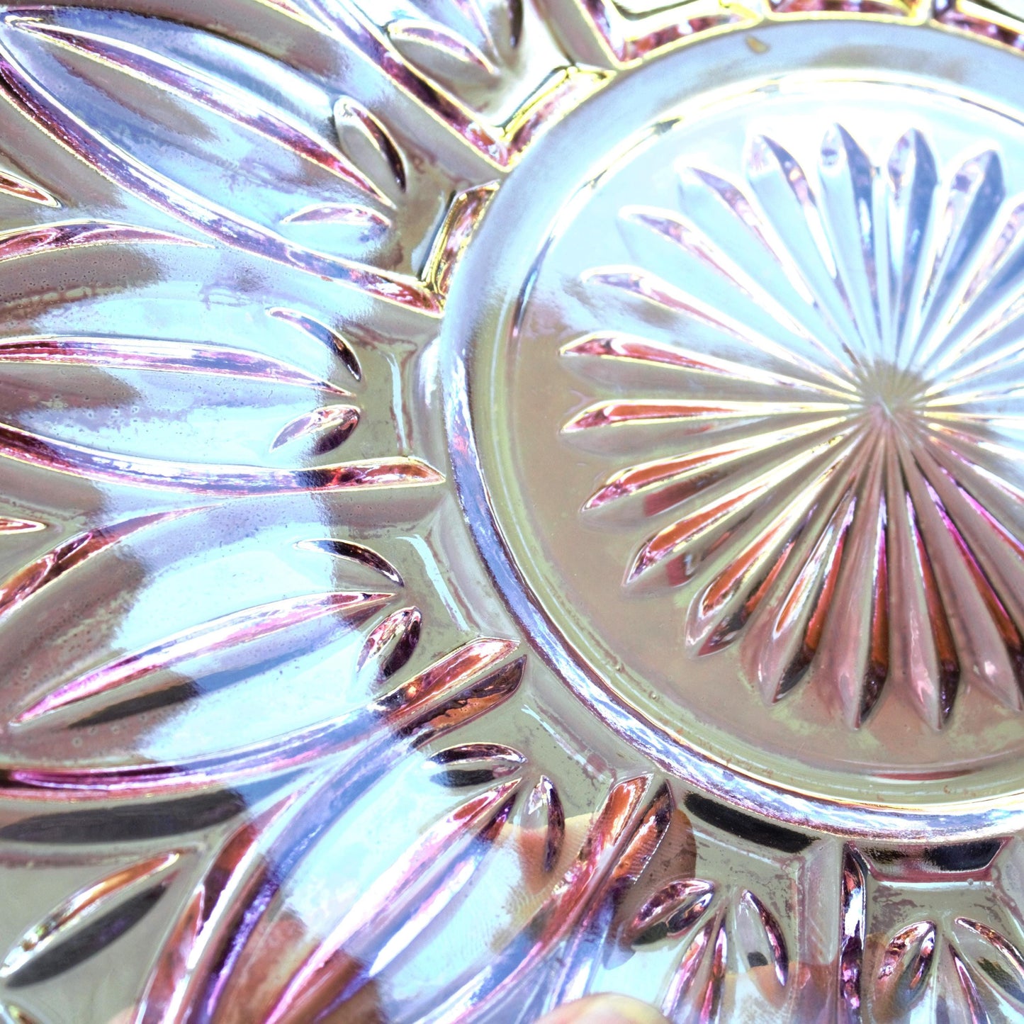 Vintage Federal Glass Plate: Iridescent Purple Dinnerware, 9.5" Display Plate