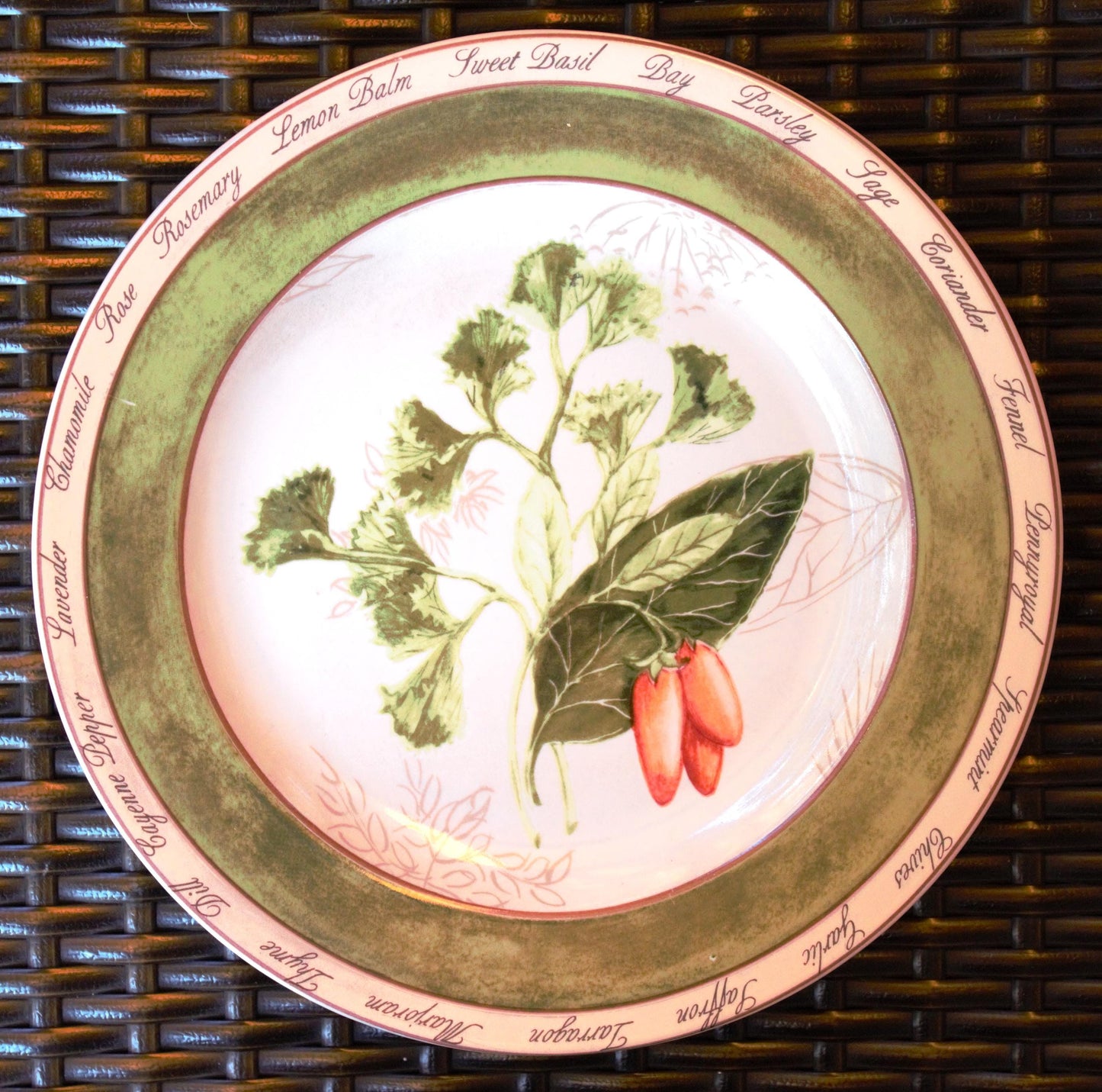 Herb Salad Plates - Set of 4 American Atelier Botanical Plates