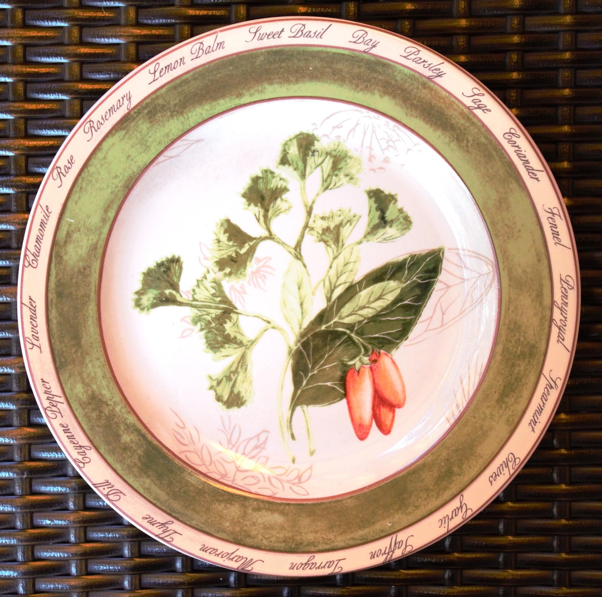 Herb Salad Plates - Set of 4 American Atelier Botanical Plates
