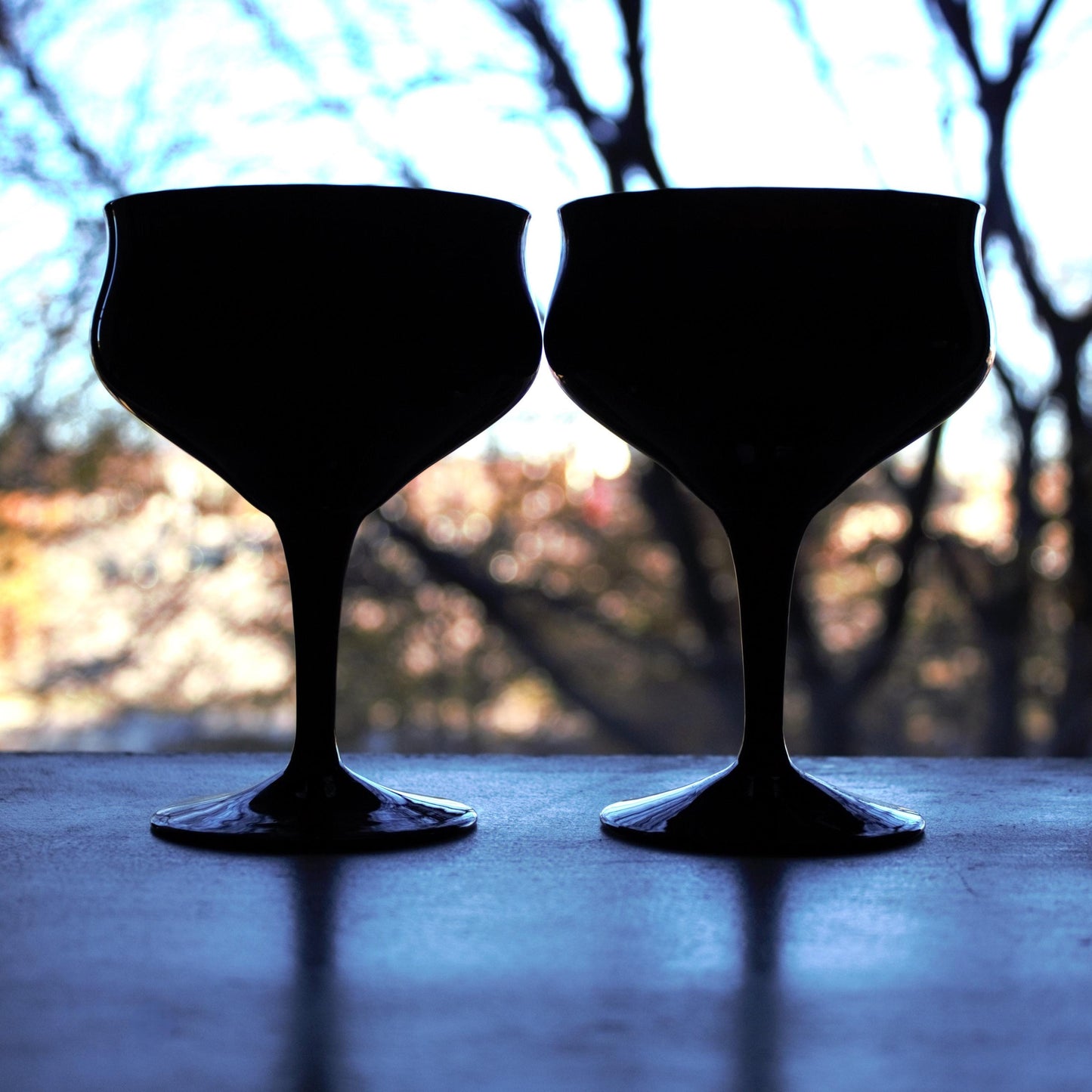 Matte Black Cocktail Glasses - Modern Margarita & Sangria Stemware Set