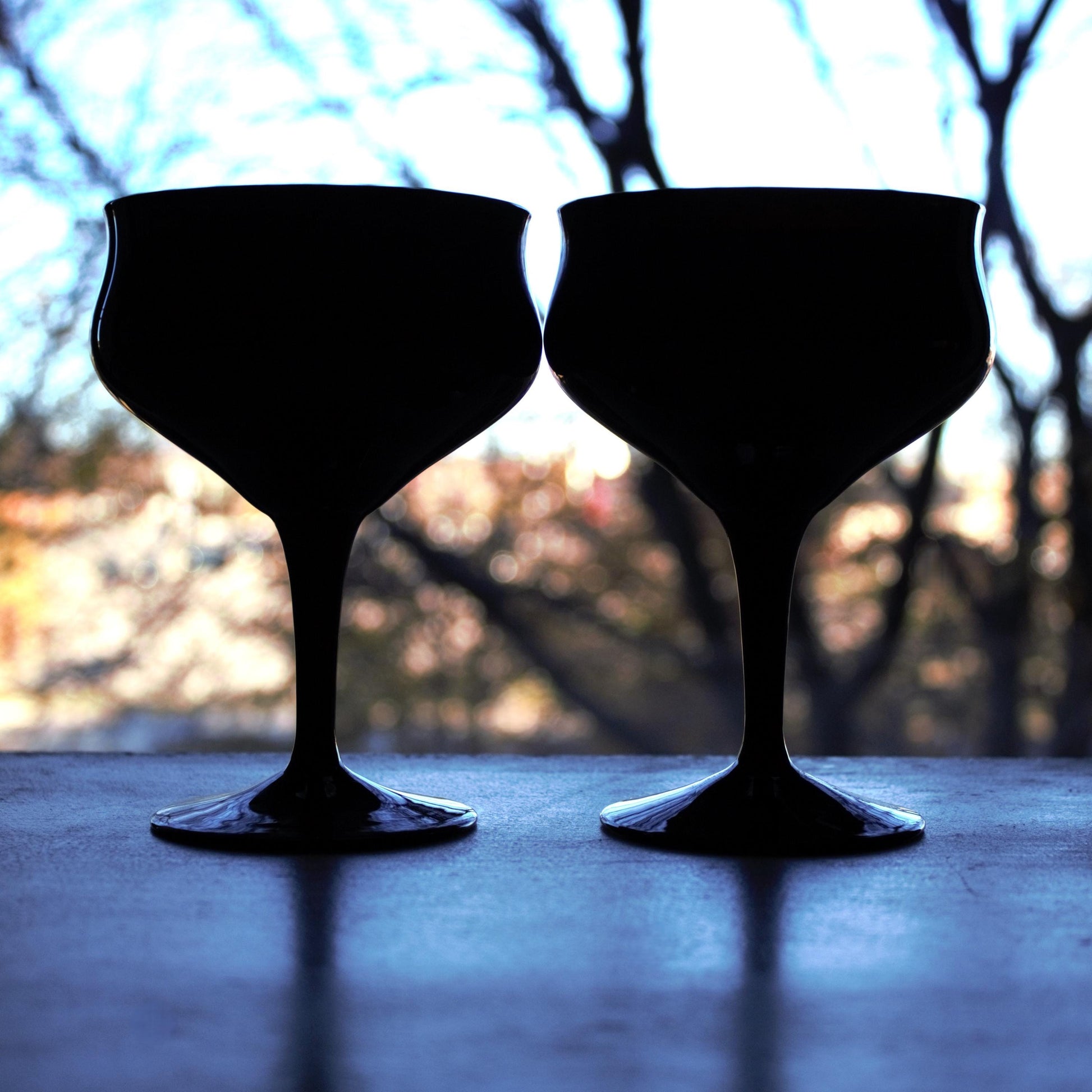 Matte Black Cocktail Glasses - Modern Margarita & Sangria Stemware Set