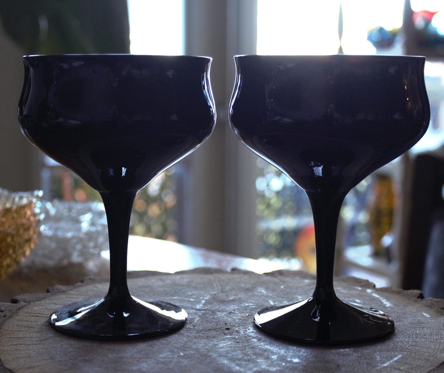 Matte Black Cocktail Glasses - Modern Margarita & Sangria Stemware Set