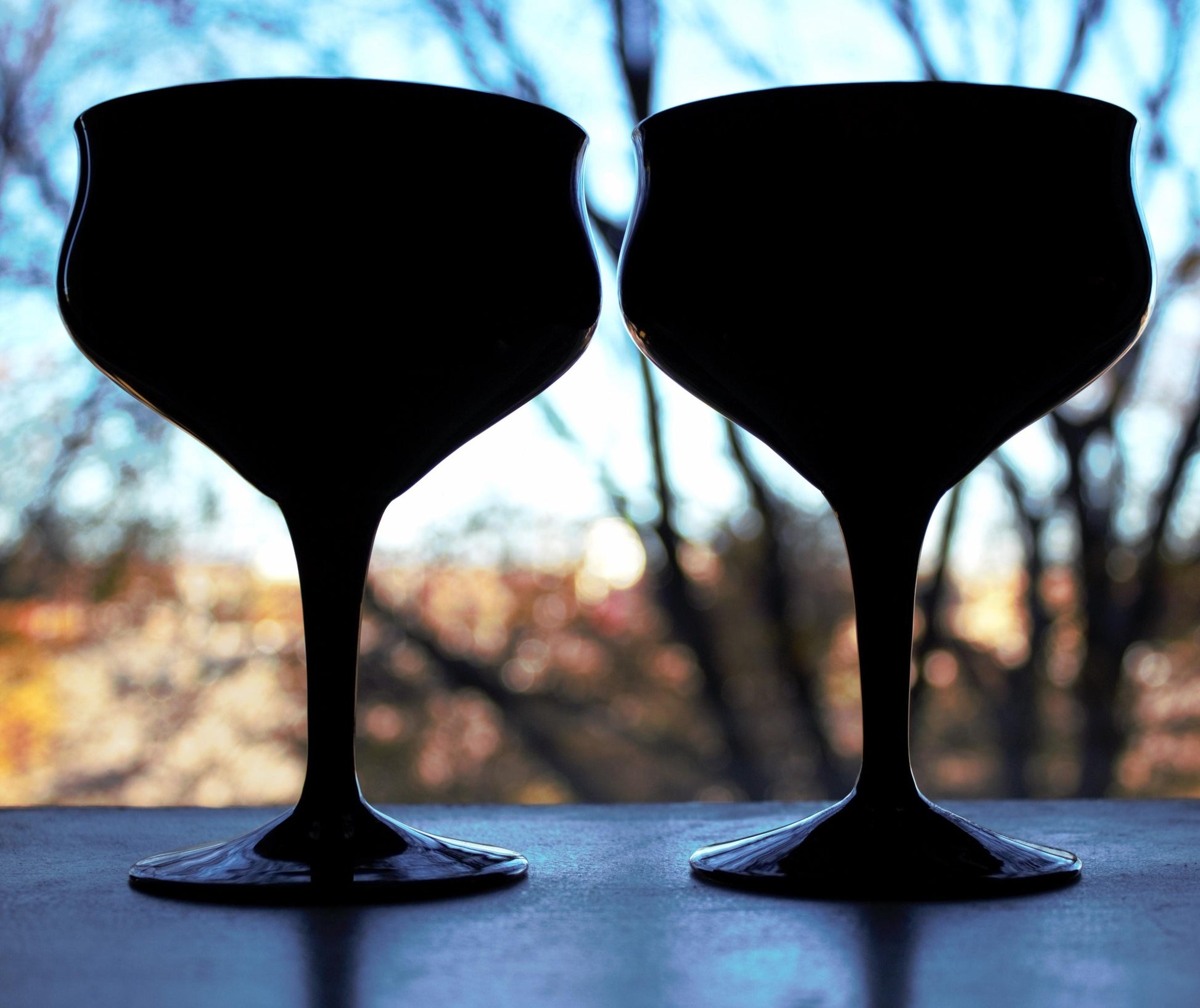 Matte Black Cocktail Glasses - Modern Margarita & Sangria Stemware Set