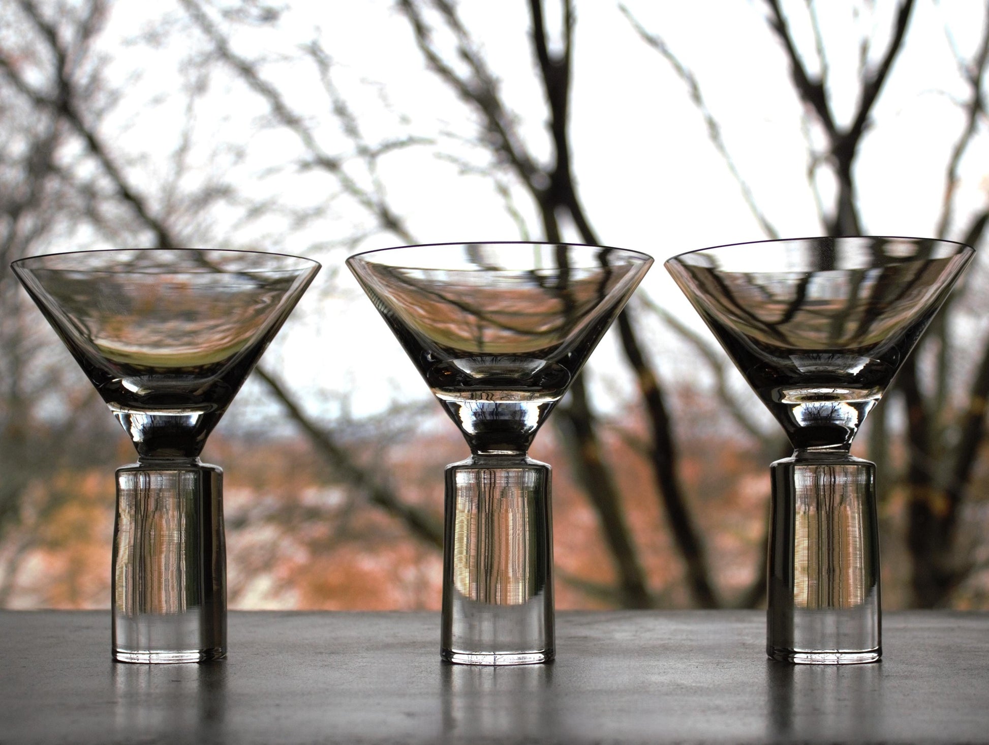 Clear Martini Glasses, Block Stem Glassware Set of 4, unique glassware