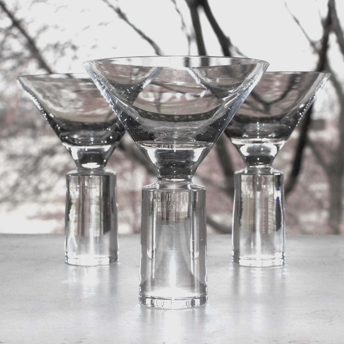 Clear Martini Glasses, Block Stem Glassware Set of 4, unique glassware