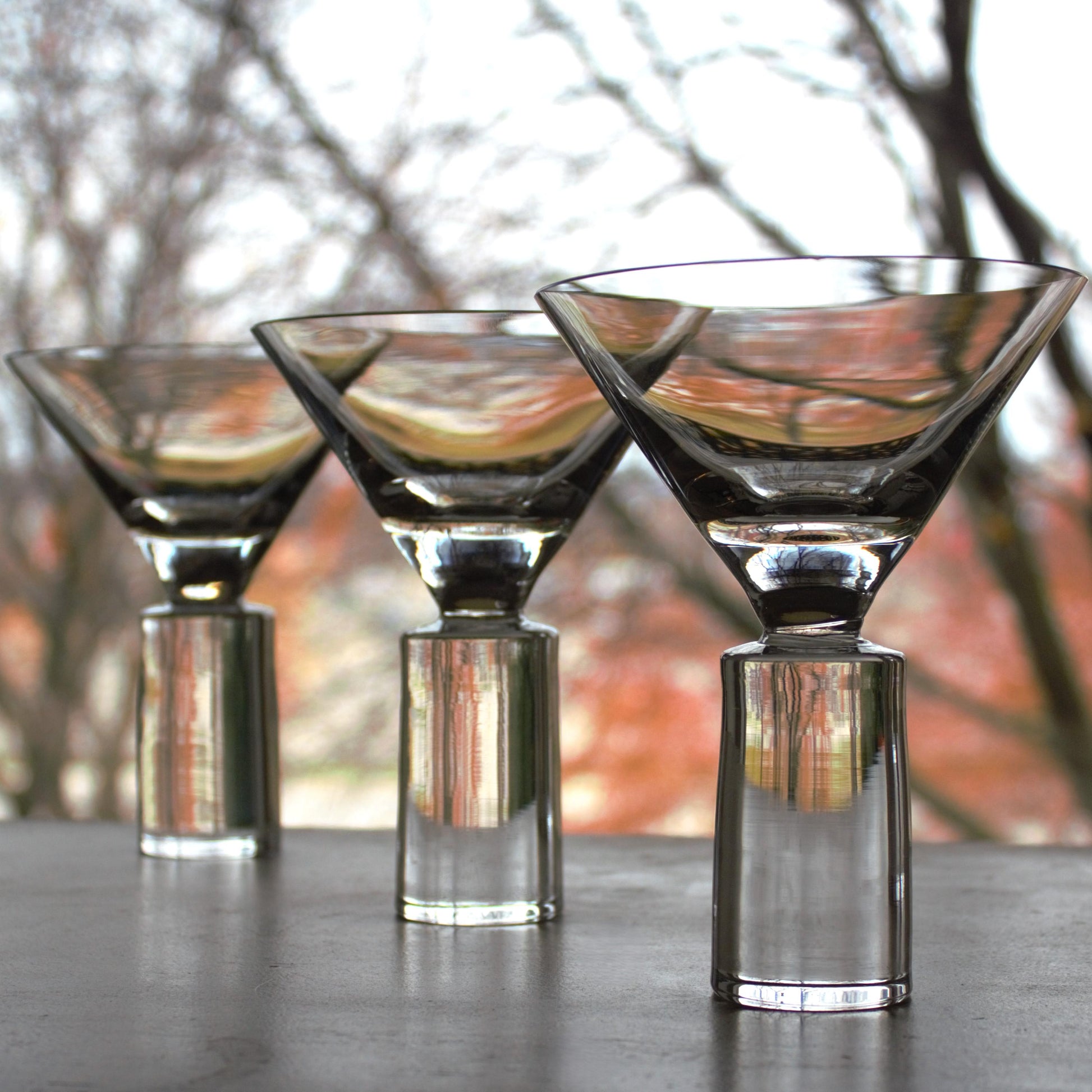 Clear Martini Glasses, Block Stem Glassware Set of 4, unique glassware