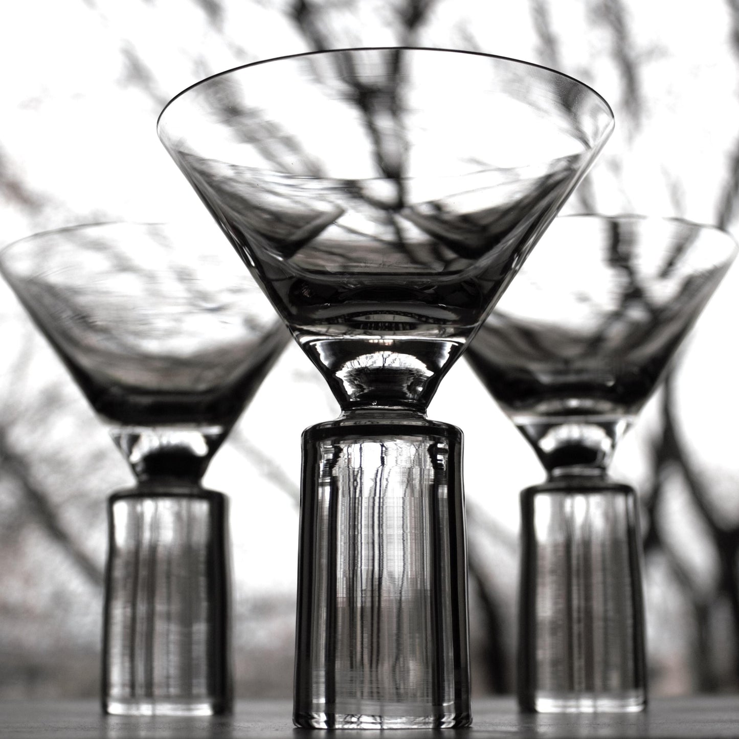 Clear Martini Glasses, Block Stem Glassware Set of 4, unique glassware