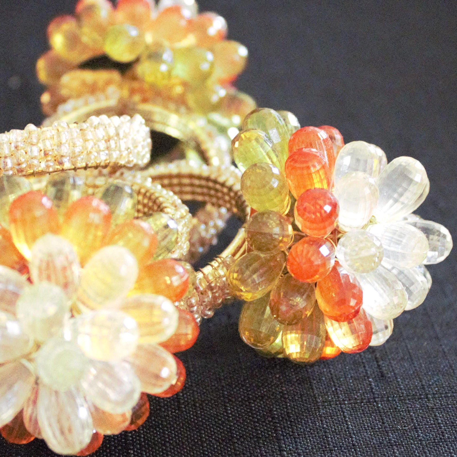 Vintage Beaded Napkin Rings, Set of 4, Wired Flower Table Decor