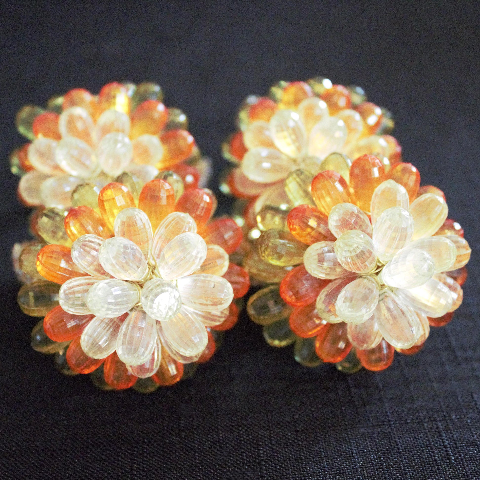 Vintage Beaded Napkin Rings, Set of 4, Wired Flower Table Decor