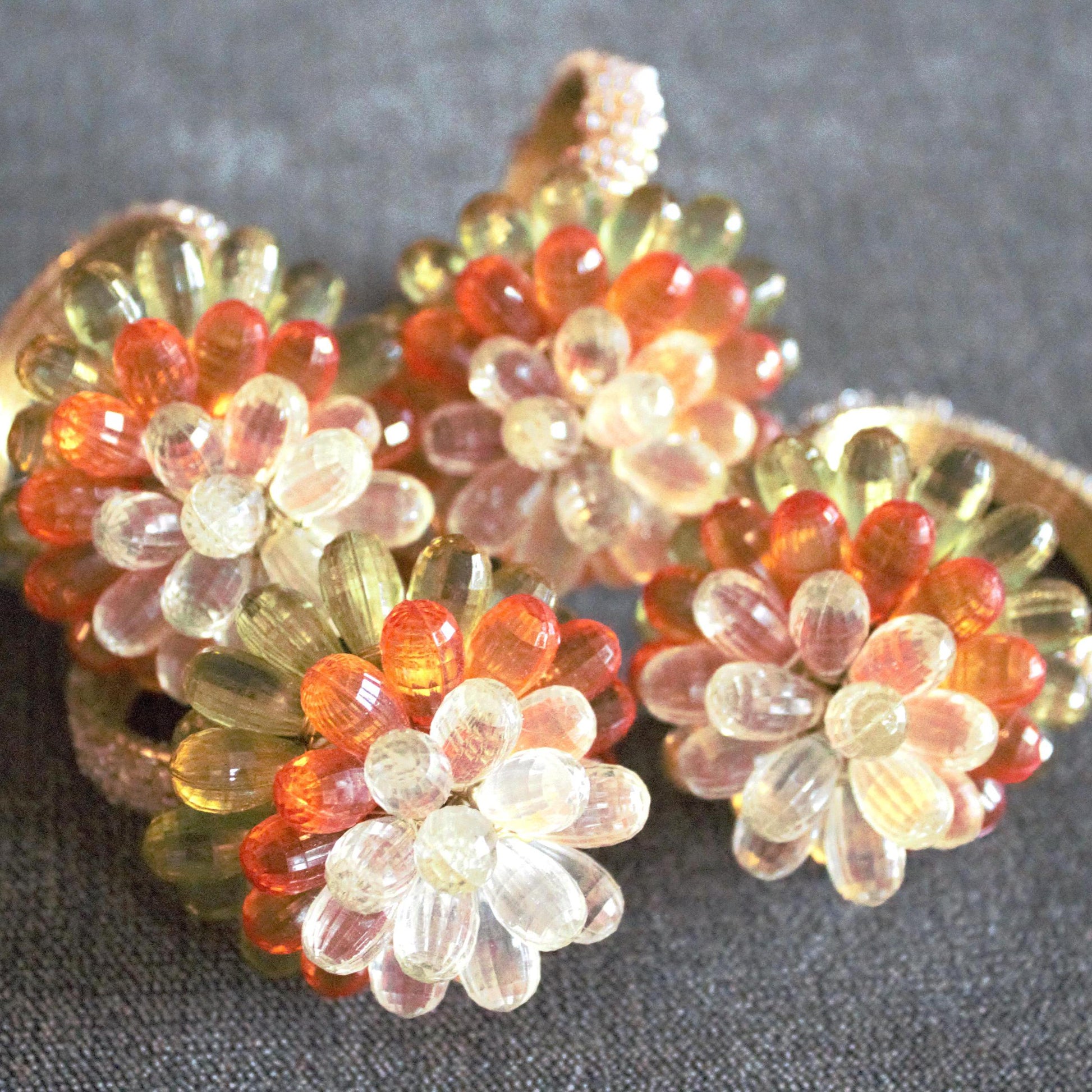 Vintage Beaded Napkin Rings, Set of 4, Wired Flower Table Decor