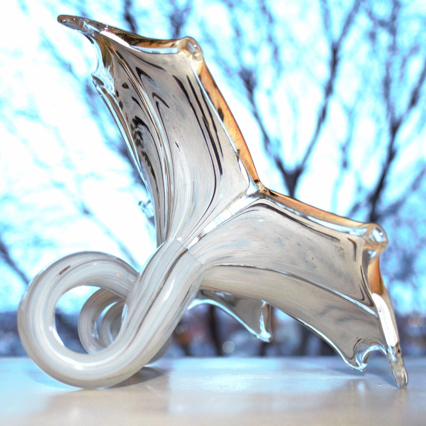 Murano Glass Flower, Large Glass Sculpture, Glass Sculpture, Unique Beige Glass Décor, Home Décor, Handmade Glass Décor, Valentine Gifts