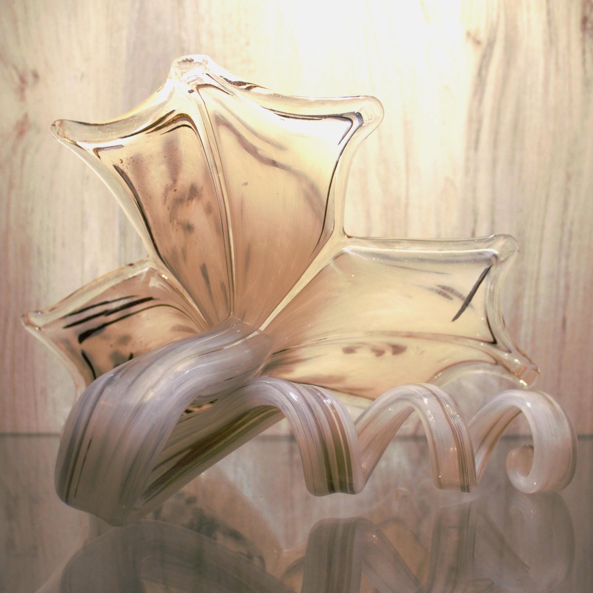 Murano Glass Flower, Large Glass Sculpture, Glass Sculpture, Unique Beige Glass Décor, Home Décor, Handmade Glass Décor, Valentine Gifts