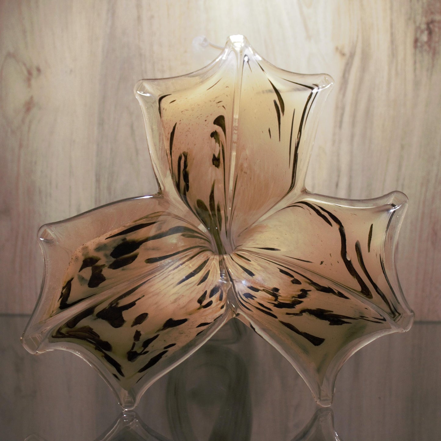 Murano Glass Flower, Large Glass Sculpture, Glass Sculpture, Unique Beige Glass Décor, Home Décor, Handmade Glass Décor, Valentine Gifts