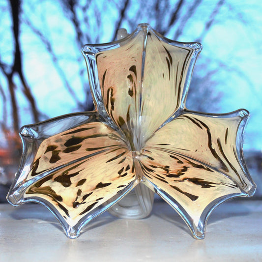 Murano Glass Flower, Large Glass Sculpture, Glass Sculpture, Unique Beige Glass Décor, Home Décor, Handmade Glass Décor, Valentine Gifts