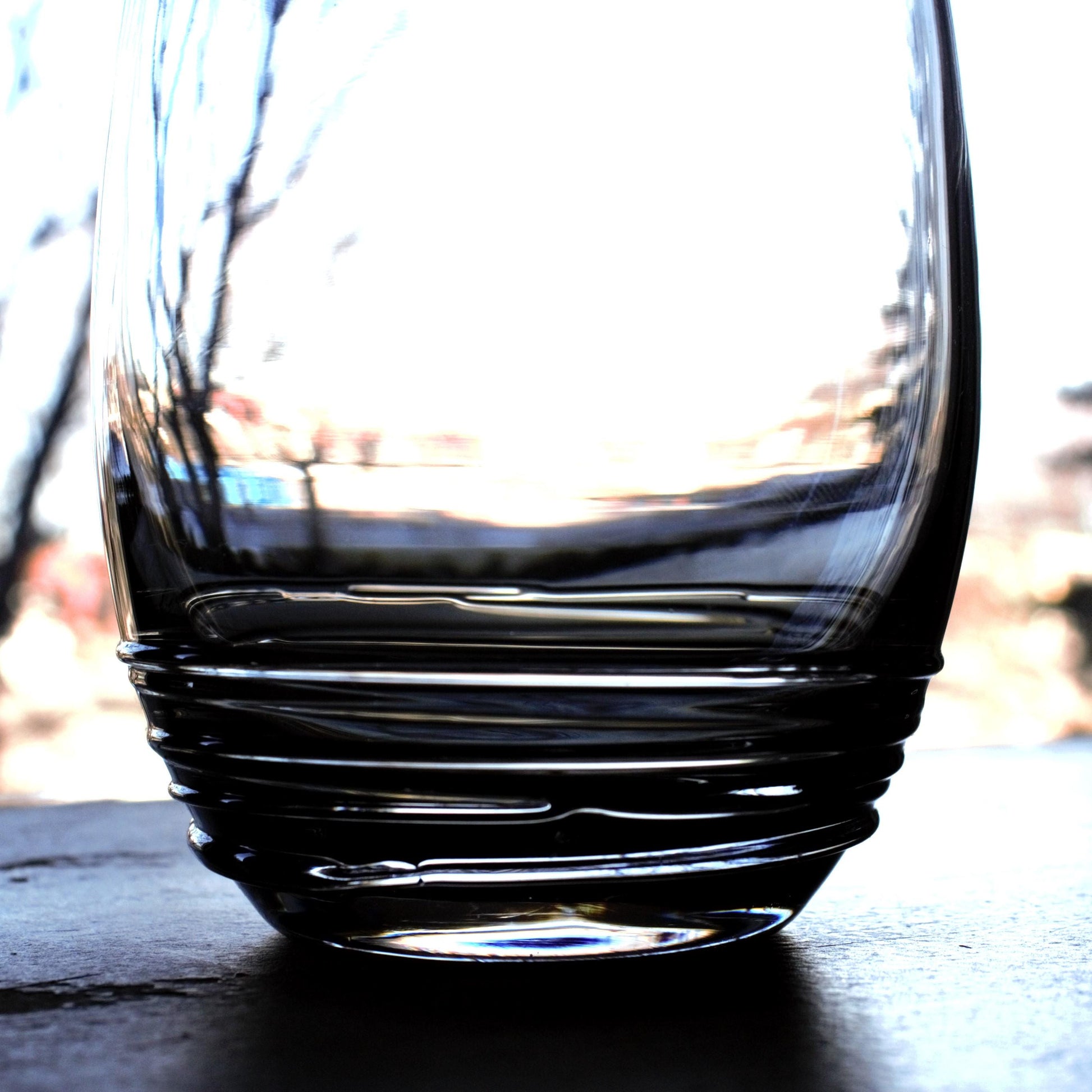 Mikasa Smokey Grey Tumblers: Hand Blown Glass Set of 4, unique glassware