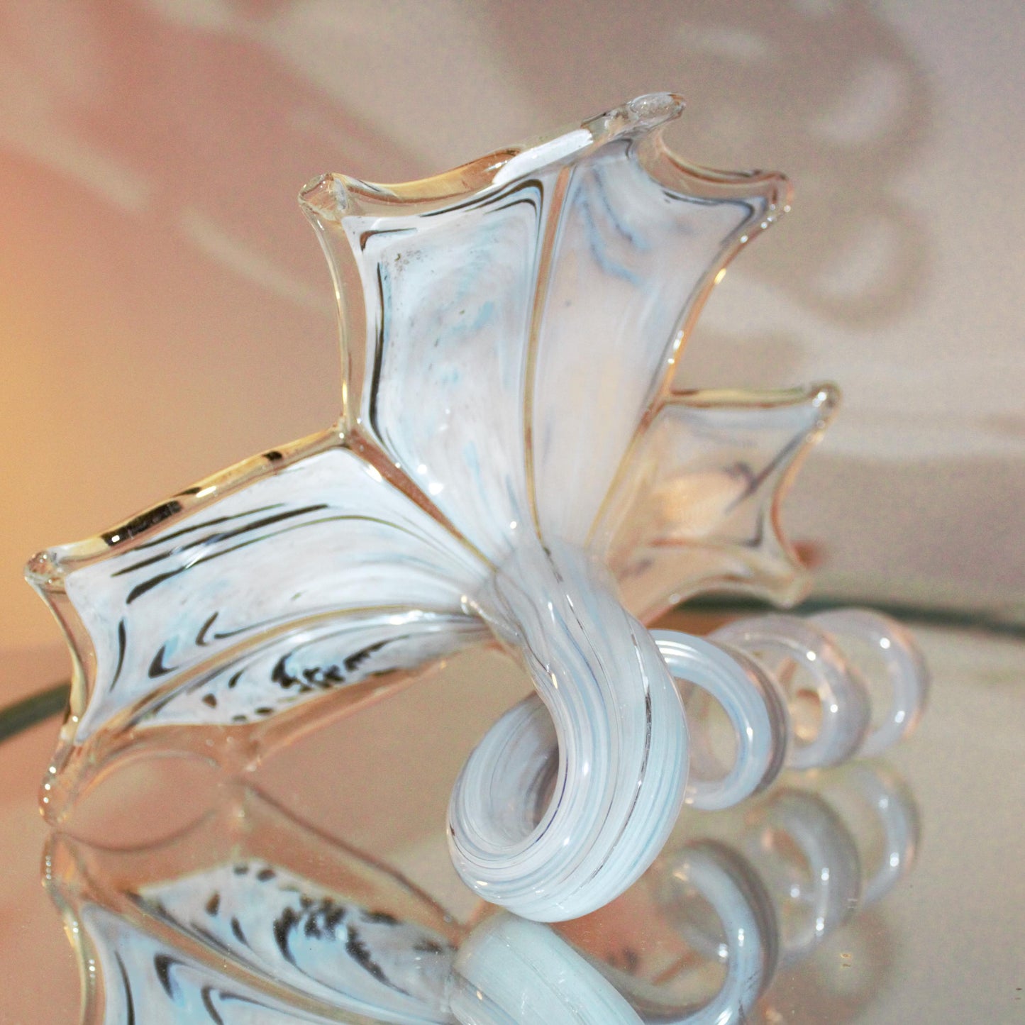 Murano Glass Flower, Large Glass Sculpture, Glass Sculpture, Unique Beige Glass Décor, Home Décor, Handmade Glass Décor, Valentine Gifts