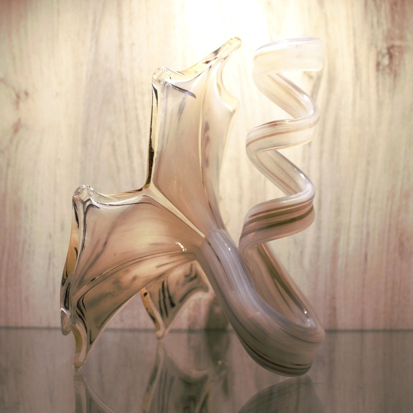 Murano Glass Flower, Large Glass Sculpture, Glass Sculpture, Unique Beige Glass Décor, Home Décor, Handmade Glass Décor, Valentine Gifts