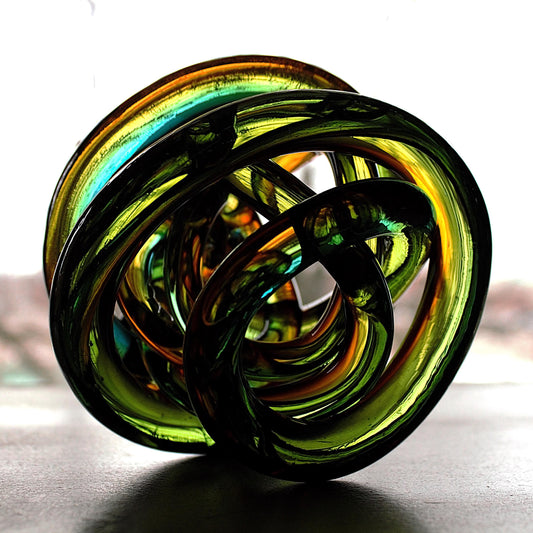 Multicolor Twisted Glass Knot: Intertwining Art Glass Sculpture