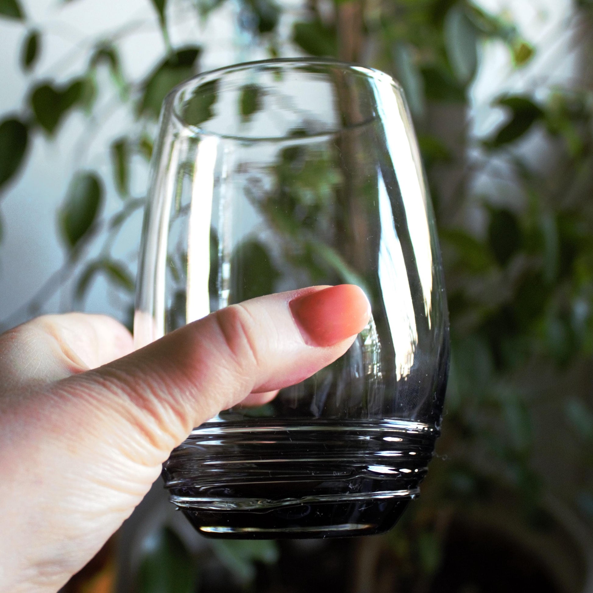 Mikasa Smokey Grey Tumblers: Hand Blown Glass Set of 4, unique glassware