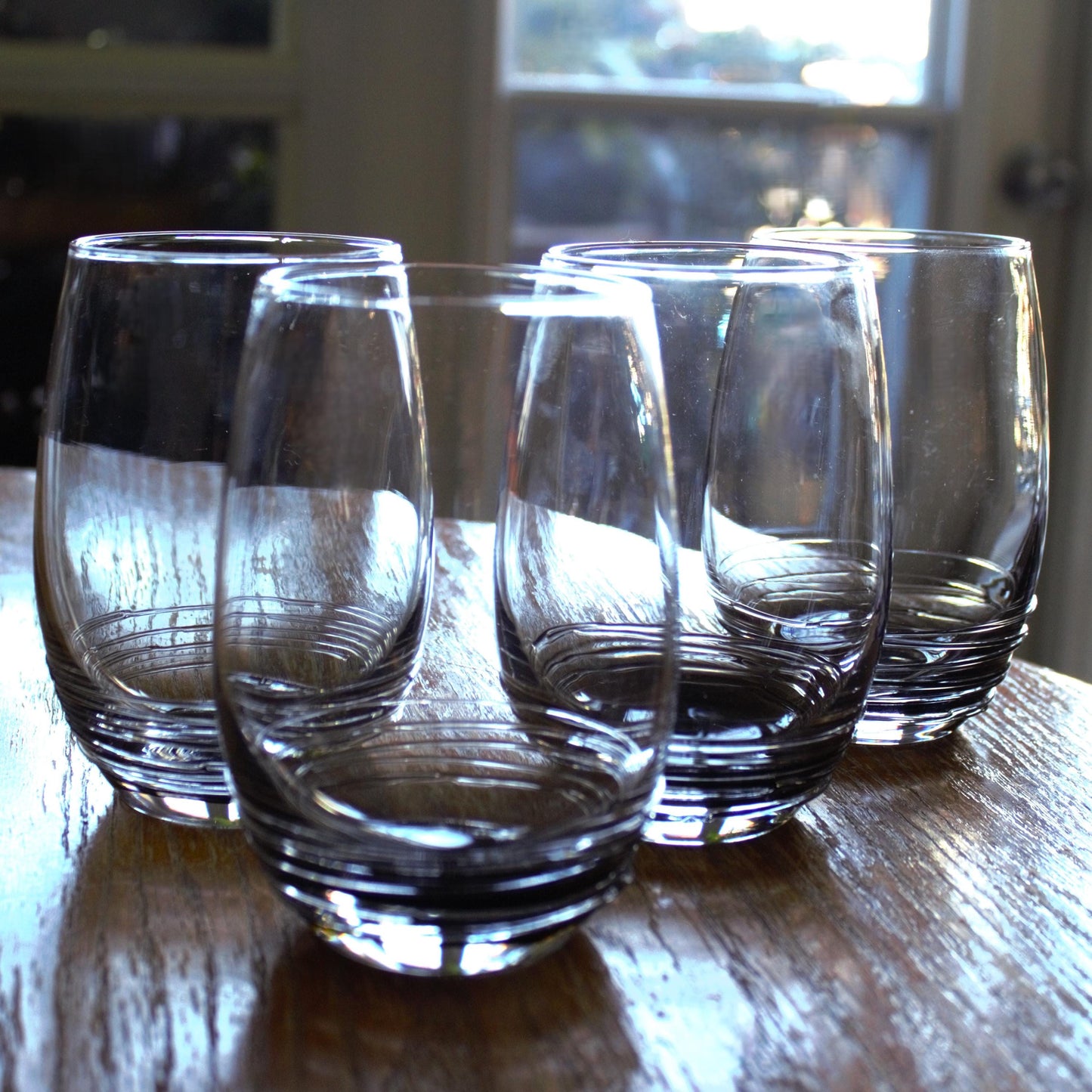 Mikasa Smokey Grey Tumblers: Hand Blown Glass Set of 4, unique glassware
