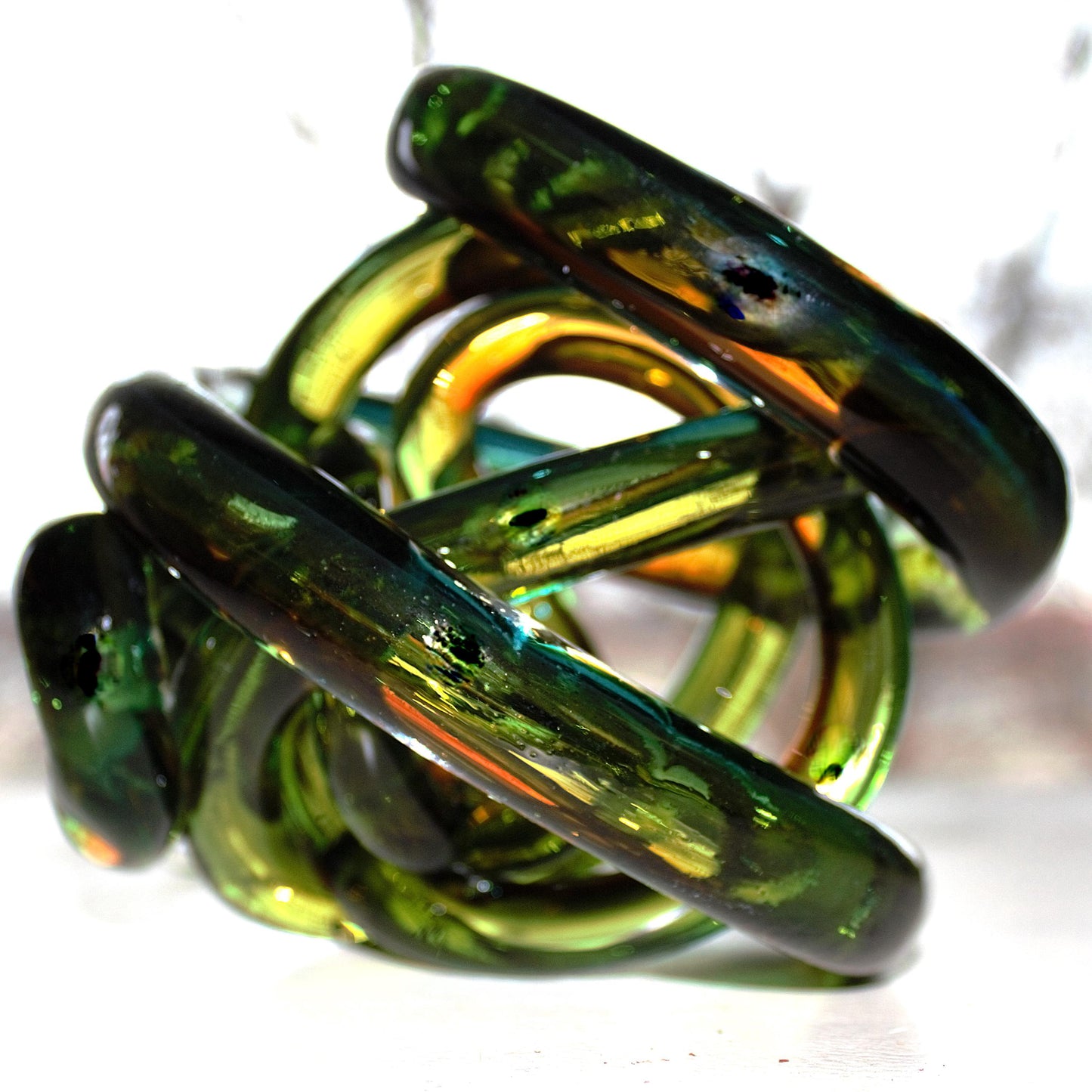 Multicolor Twisted Glass Knot: Intertwining Art Glass Sculpture
