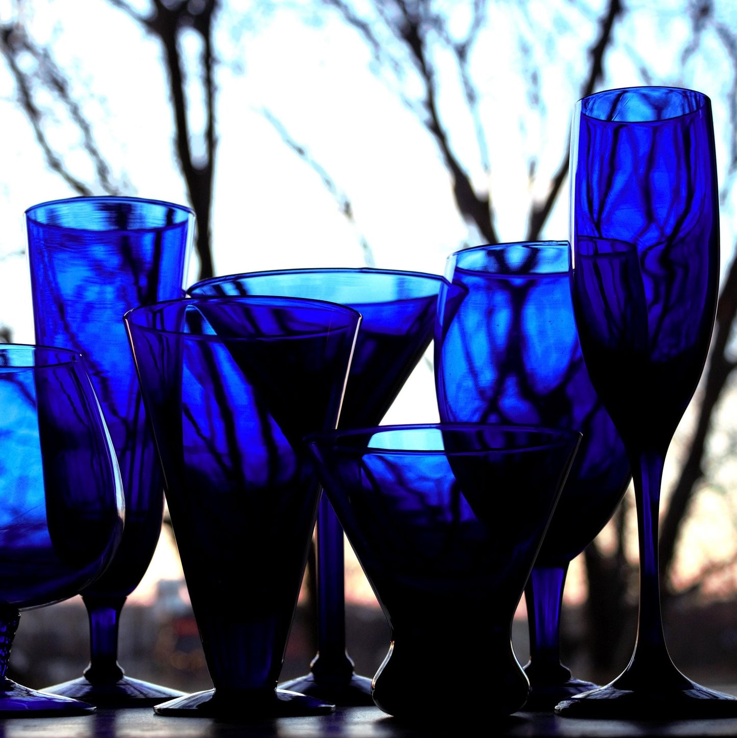 Cobalt Blue Cocktail Glass Set (7 Piece): Vintage Home Barware