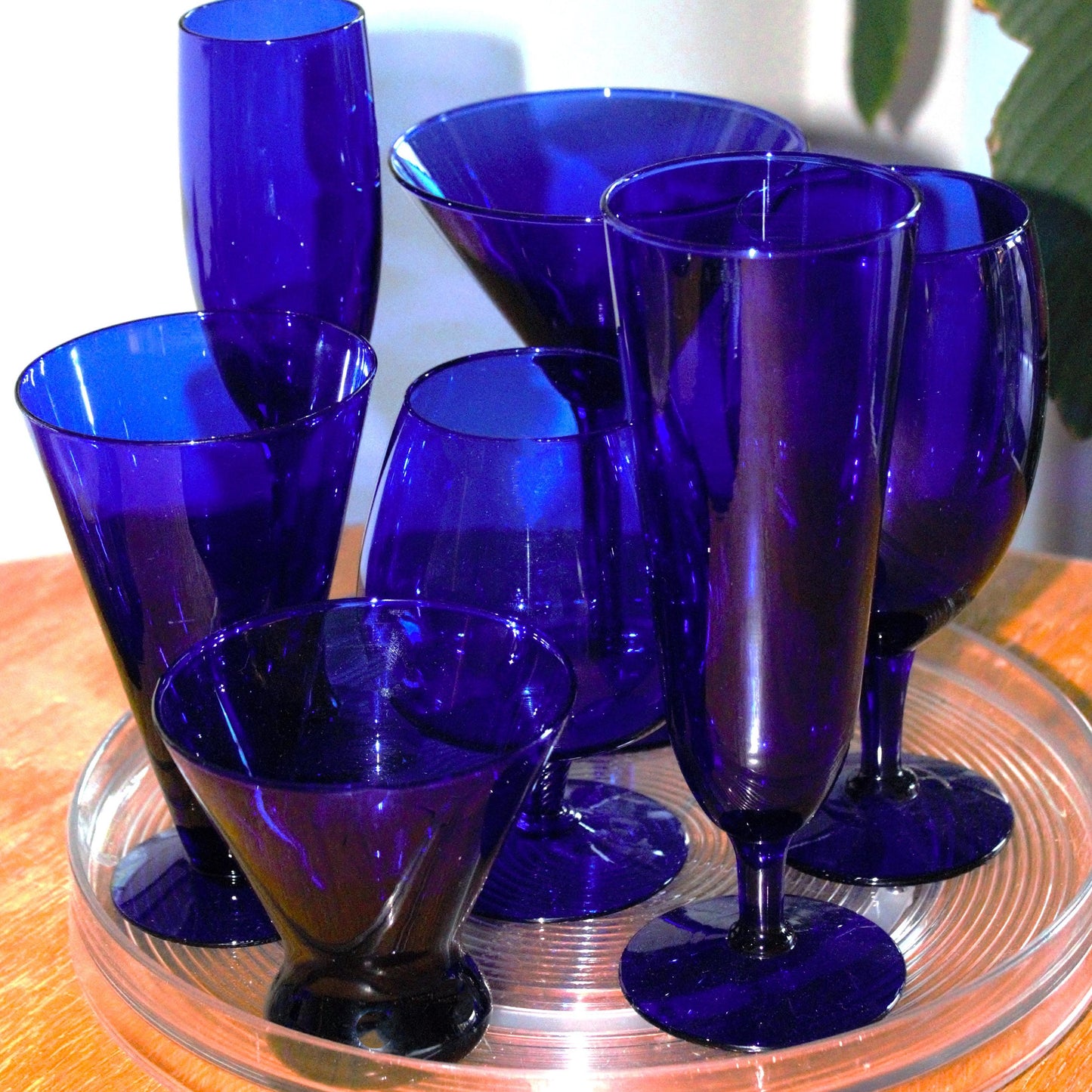 Cobalt Blue Cocktail Glass Set (7 Piece): Vintage Home Barware